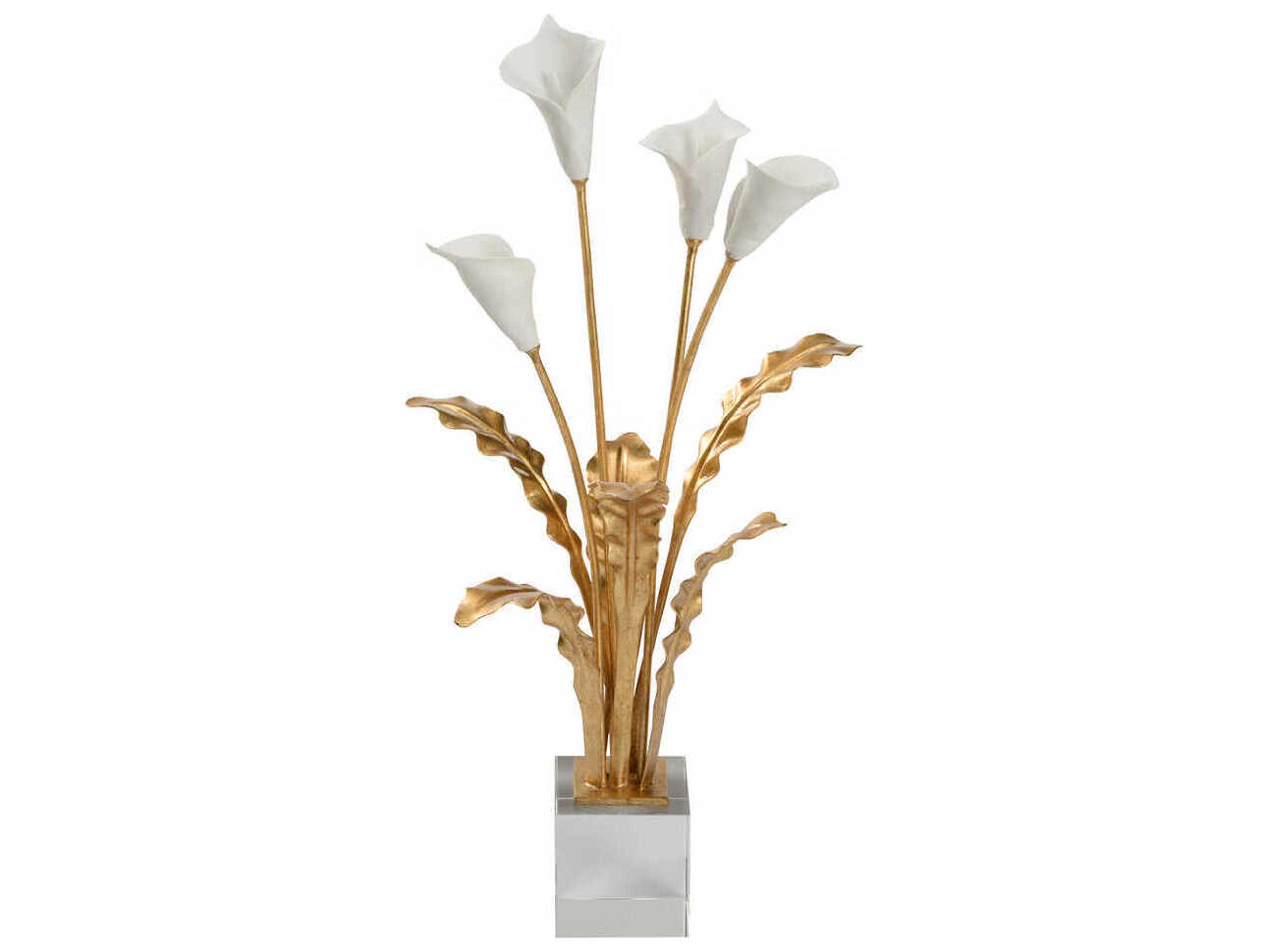Chelsea House Gold Leaf Matte White Calla Lily Bouquet On Stand