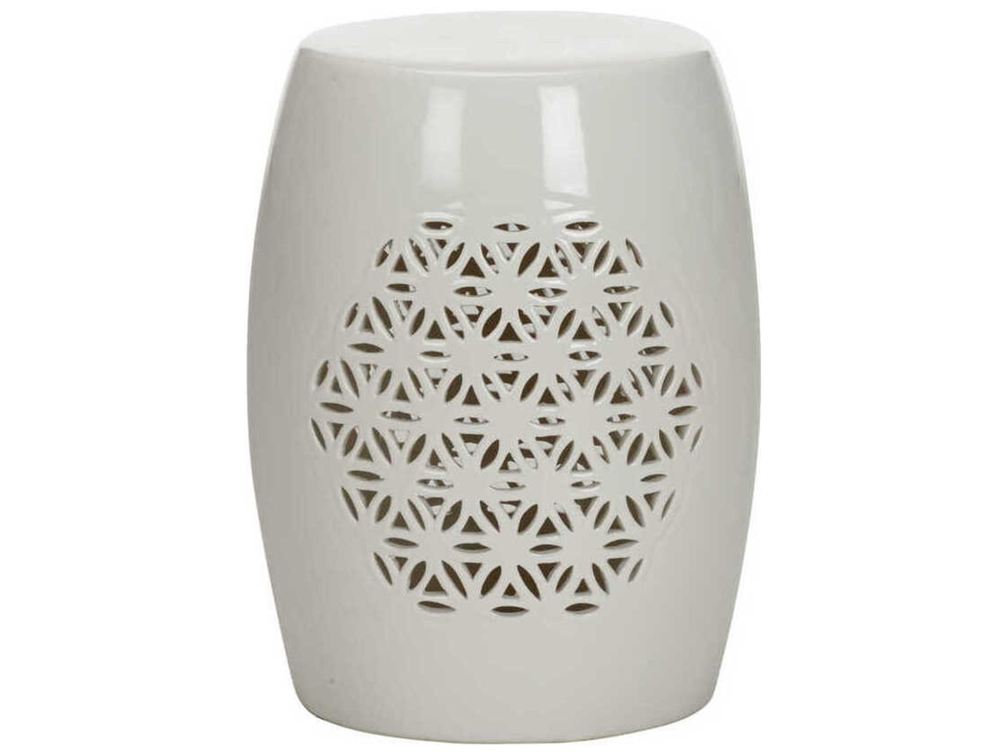 Flower of Life Garden White Accent Stool