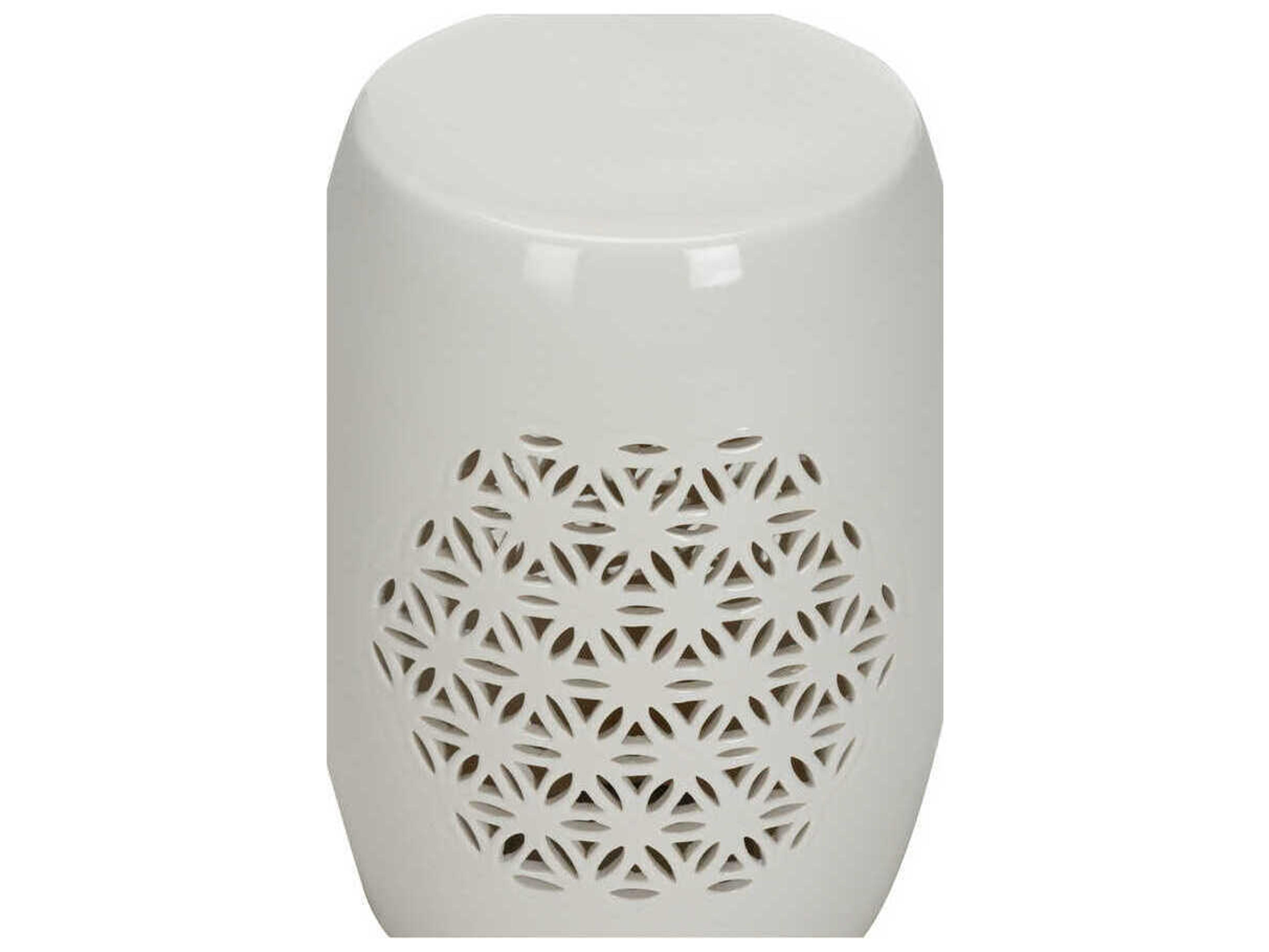 Chelsea House Flower of Life Garden White Accent Stool