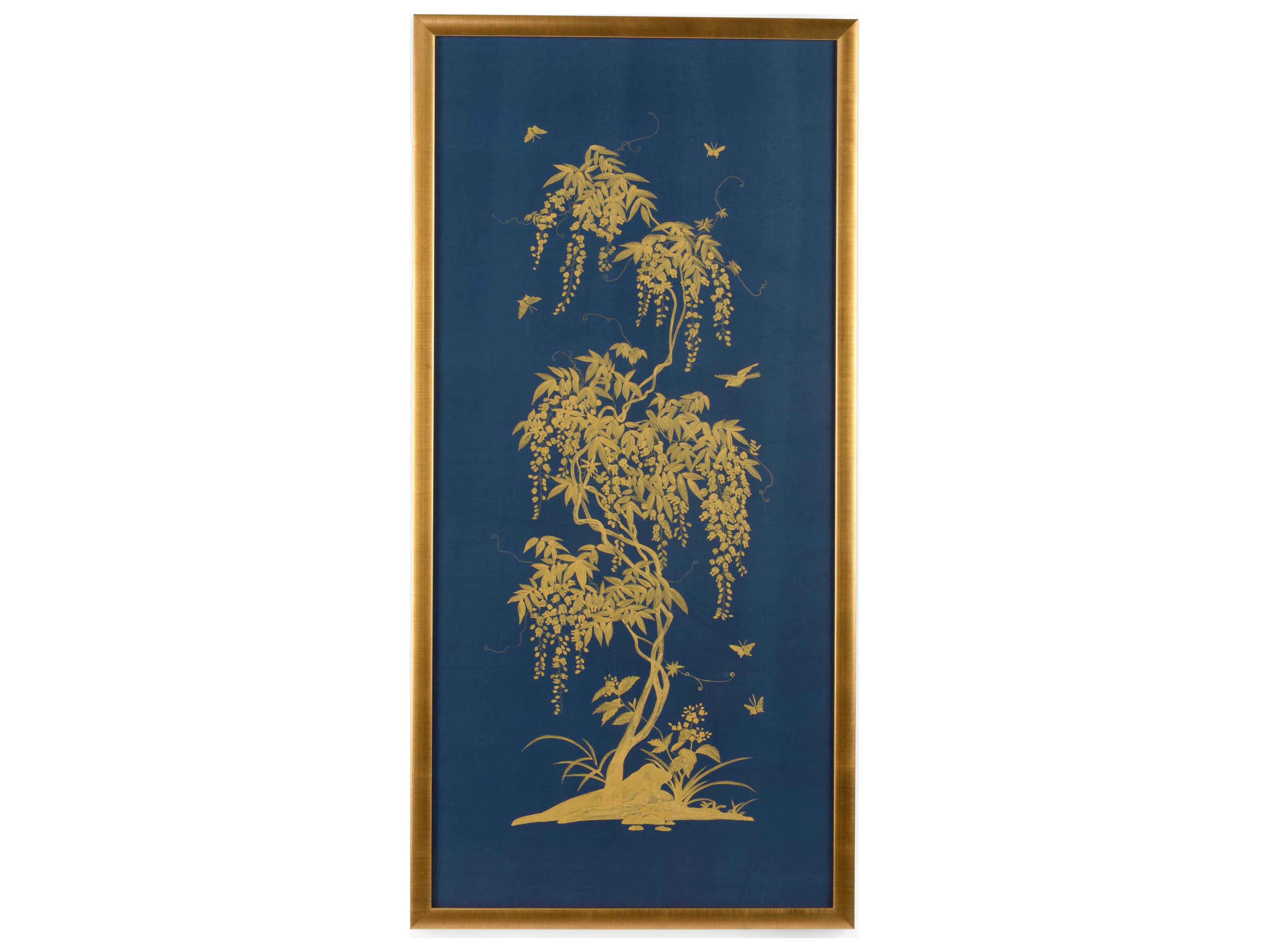 Gold Flowering Tree On Blue B