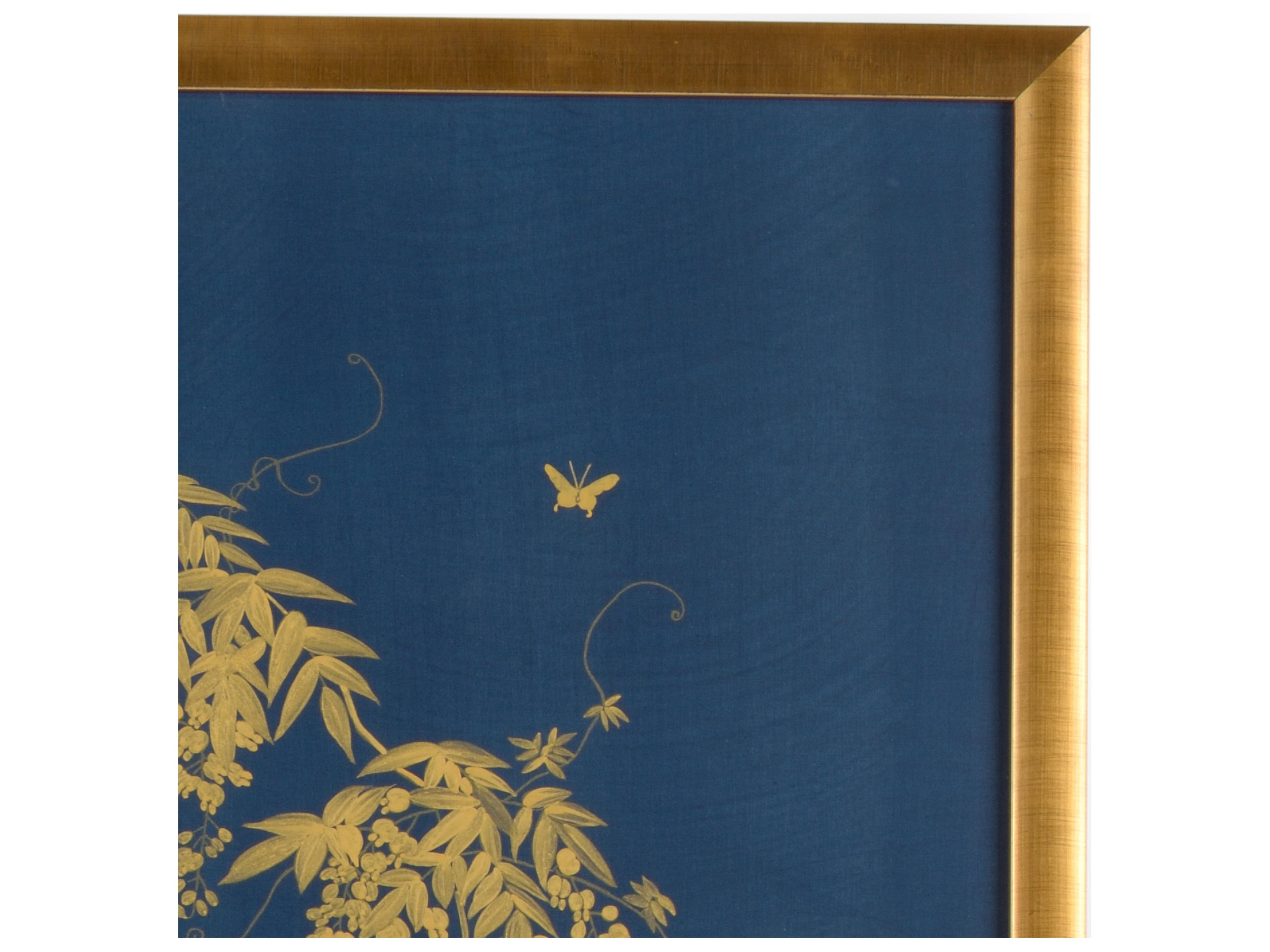 Chelsea House Gold Flowering Tree On Blue B