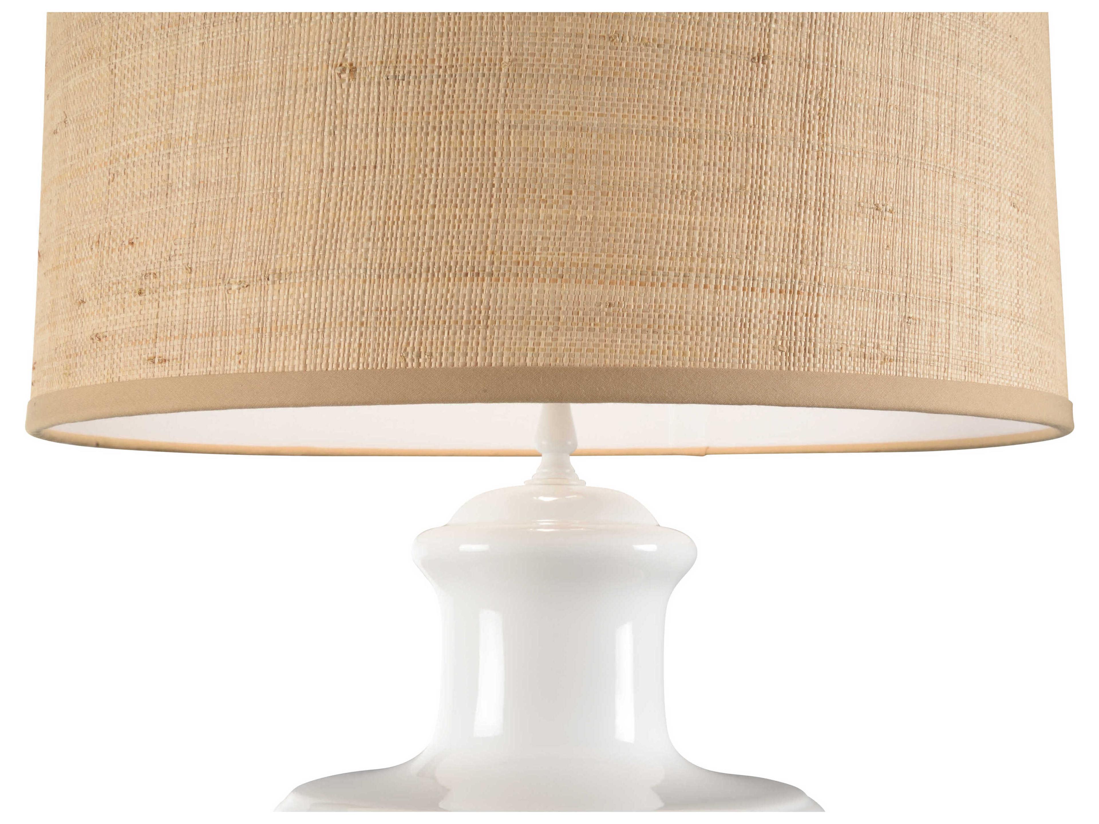 Chelsea House Greenwich White Tan Raffia Table Lamp