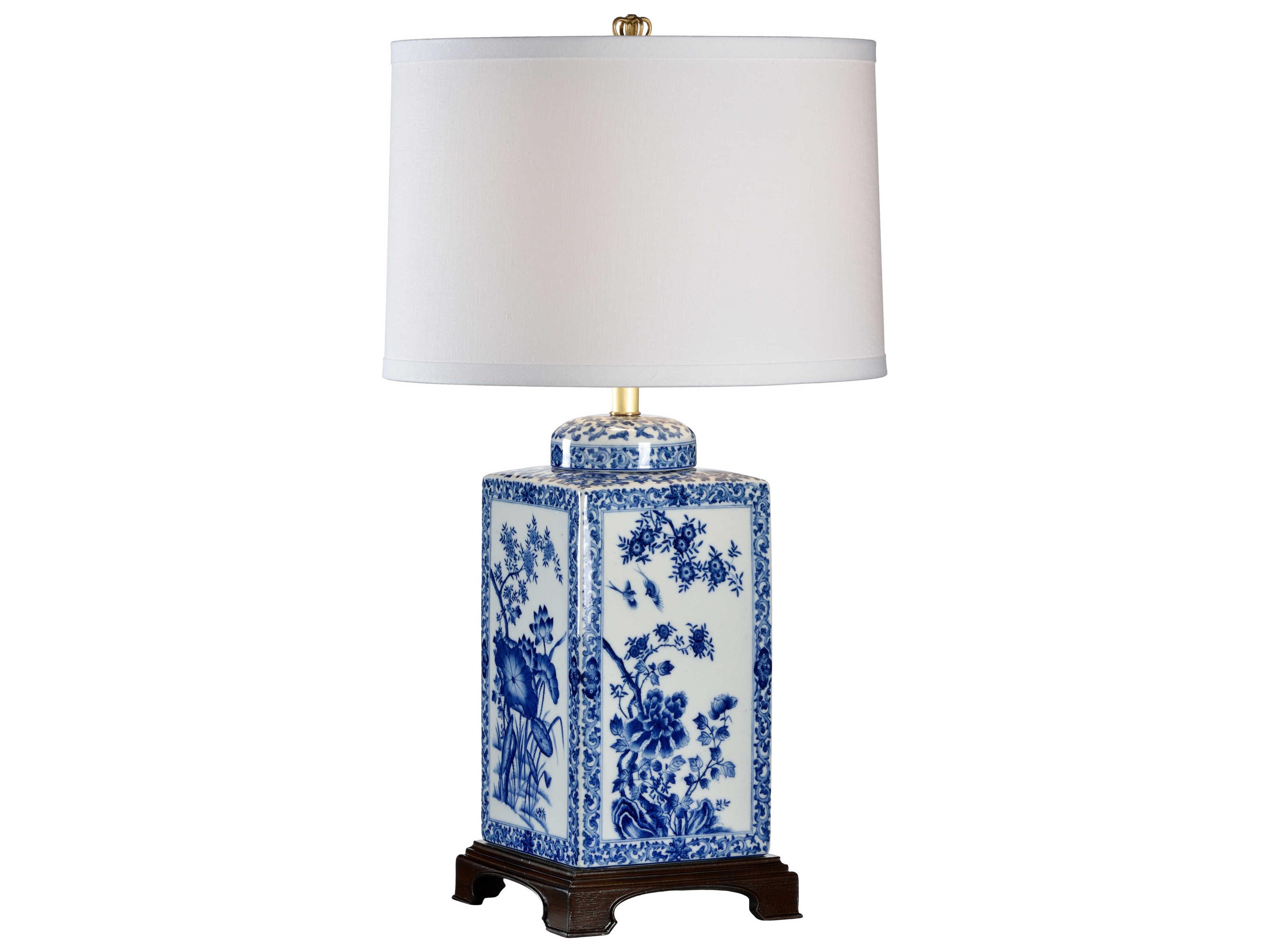 Blue Lotus White Table Lamp