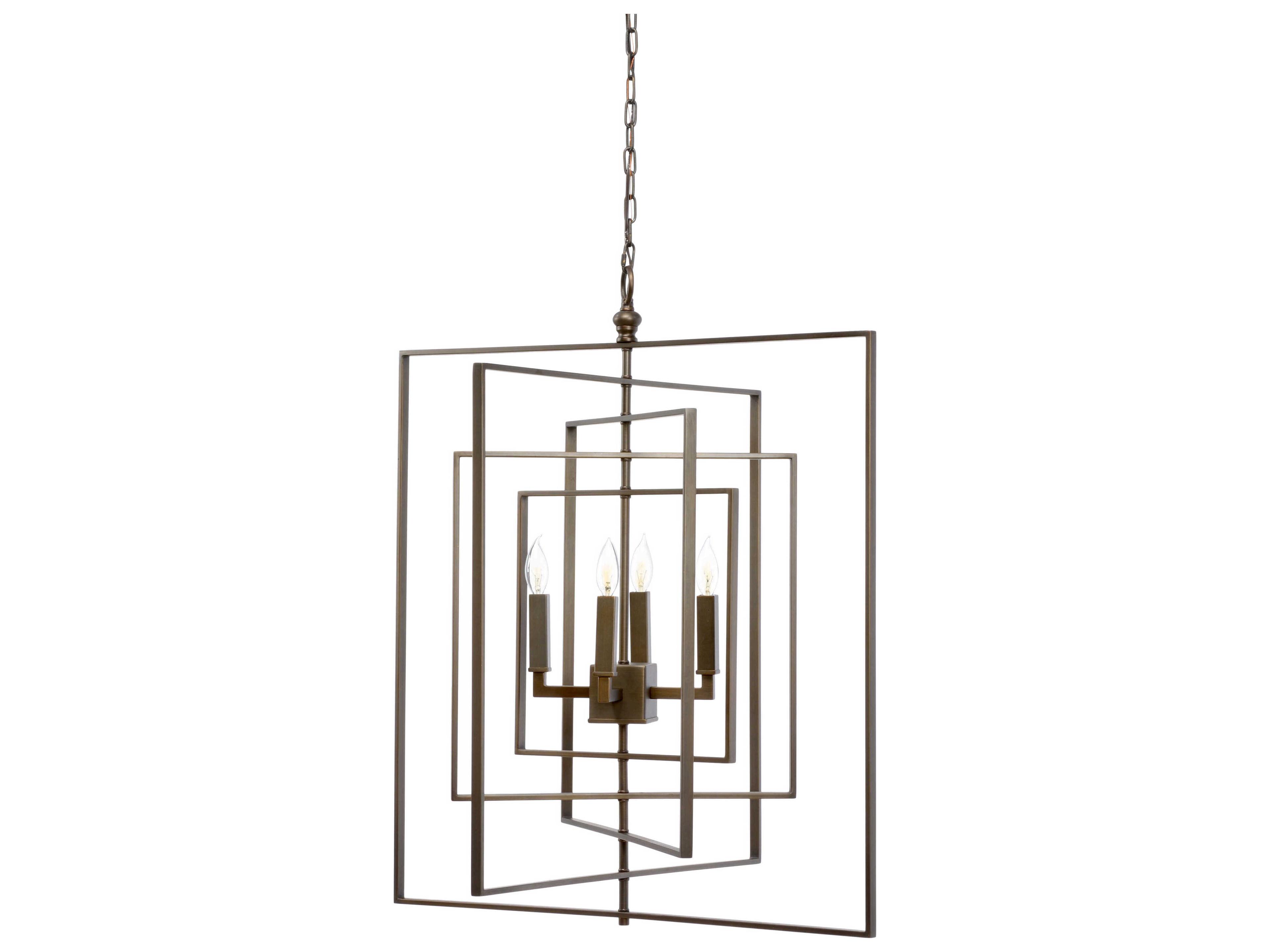 Lisa Kahn Bronze Geometric Chandelier