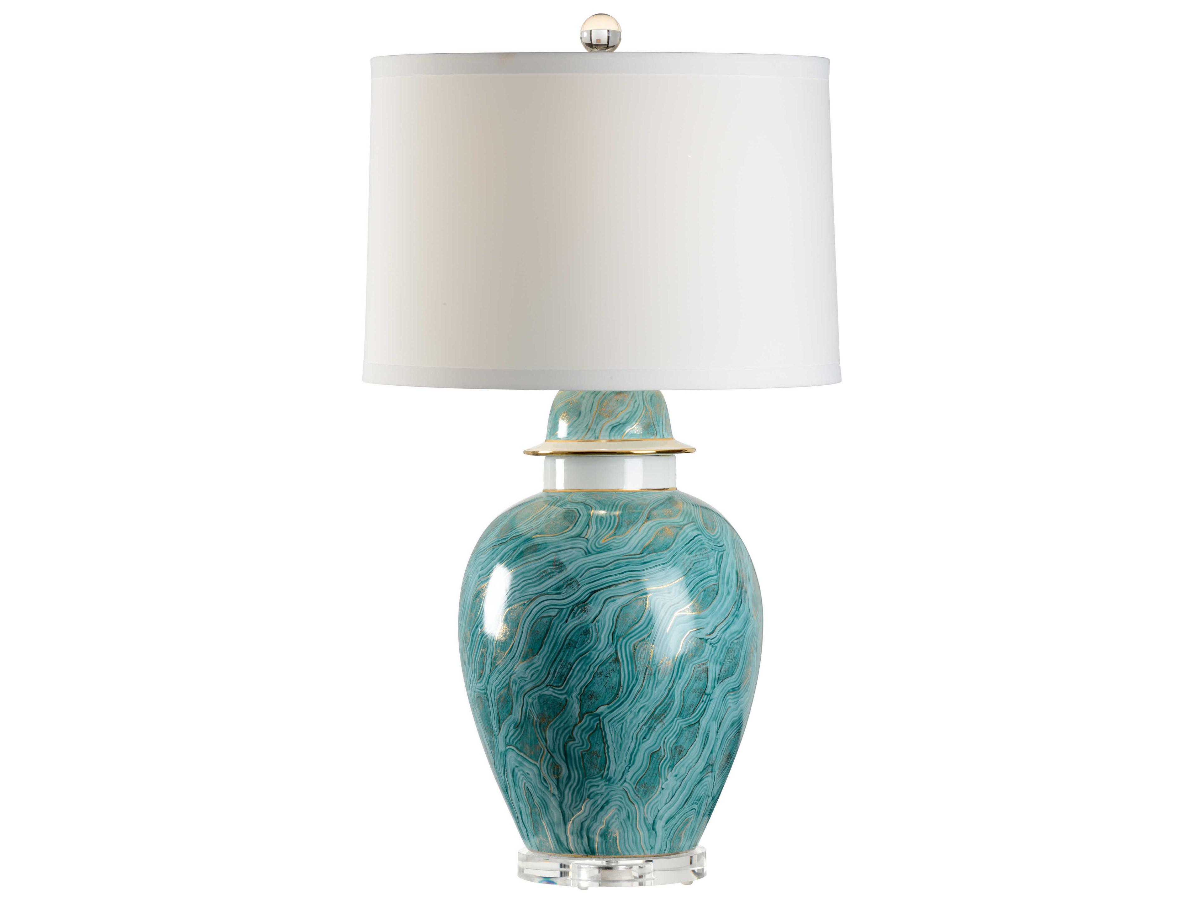 Chelsea House Green Marblized White Gold Table Lamp