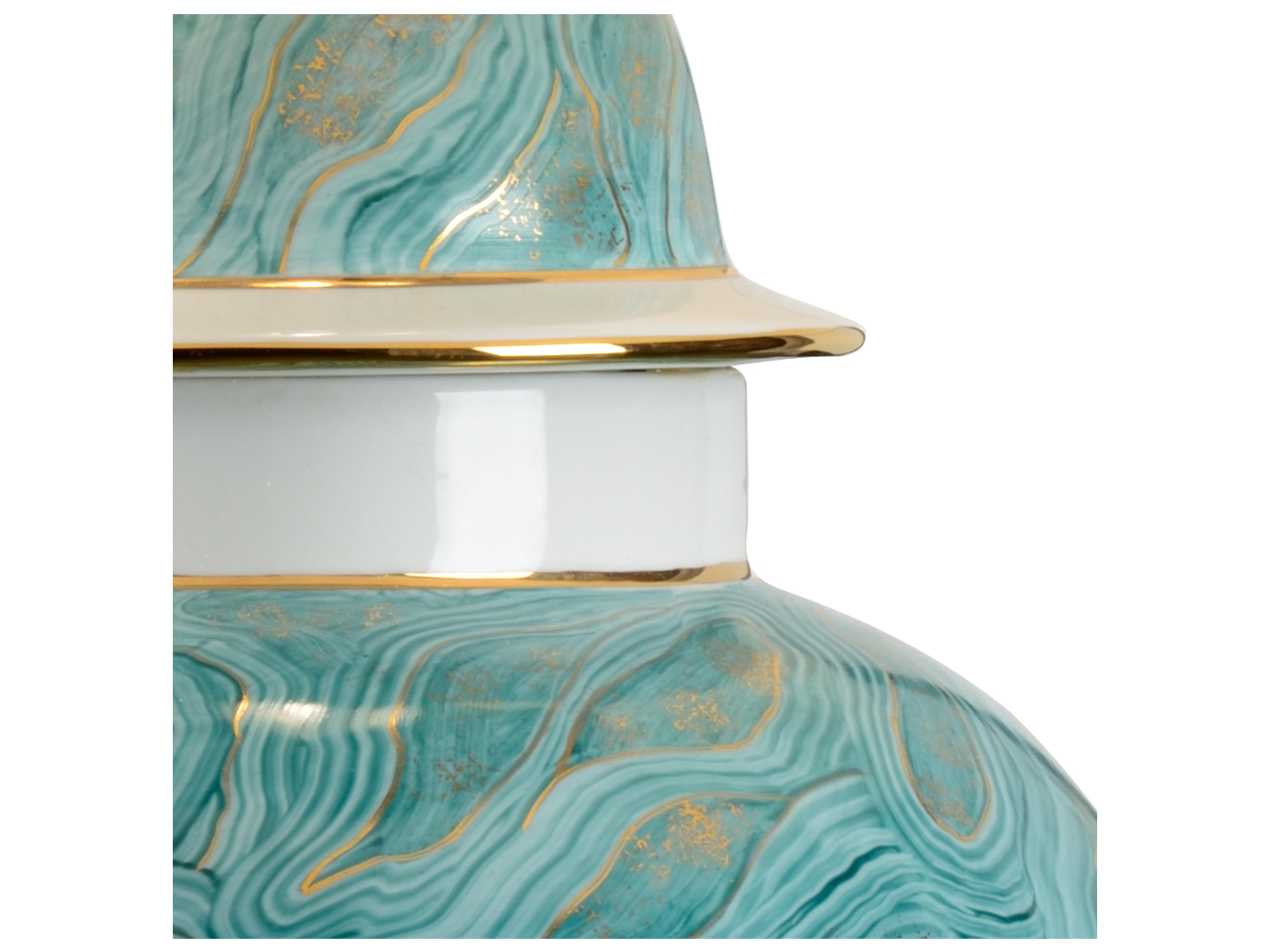 Chelsea House Green Marblized White Gold Table Lamp