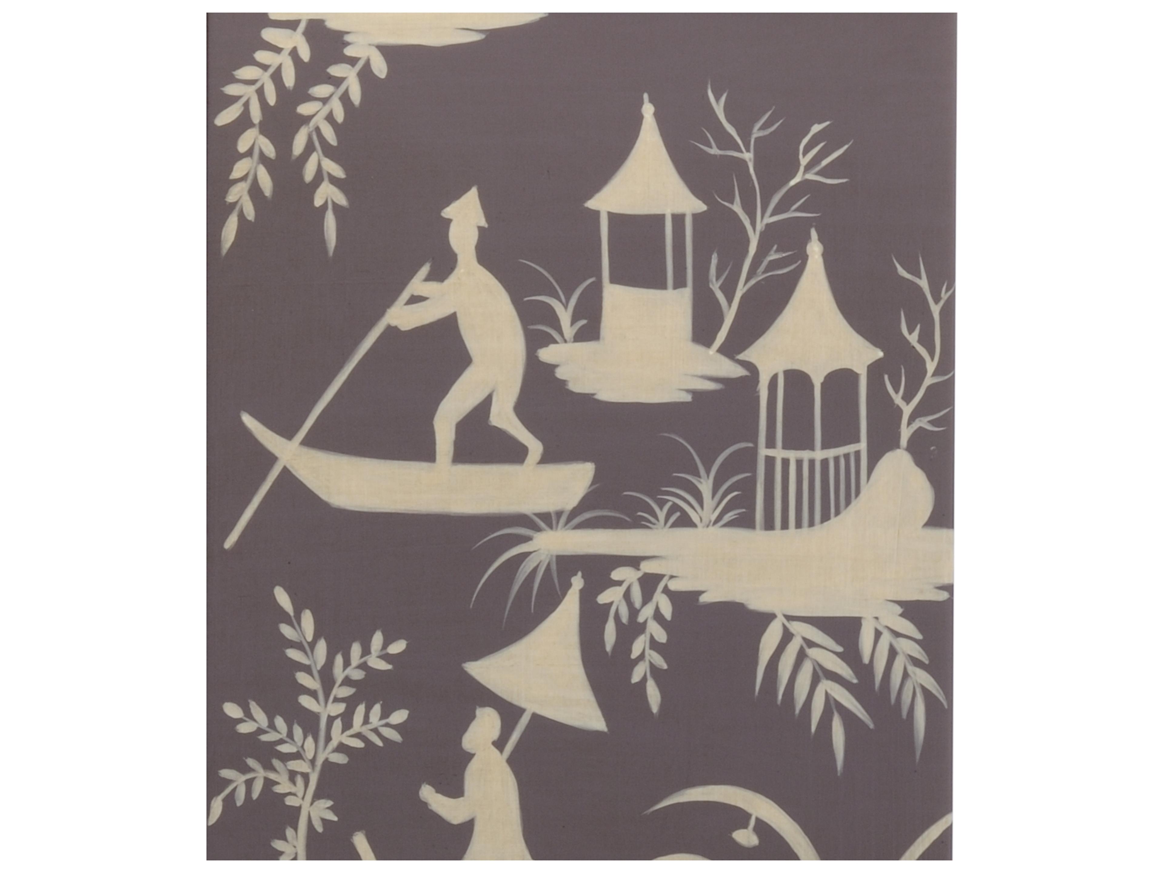 Chelsea House Pam Cain Chinoiserie Panel Purple White Table Lamp