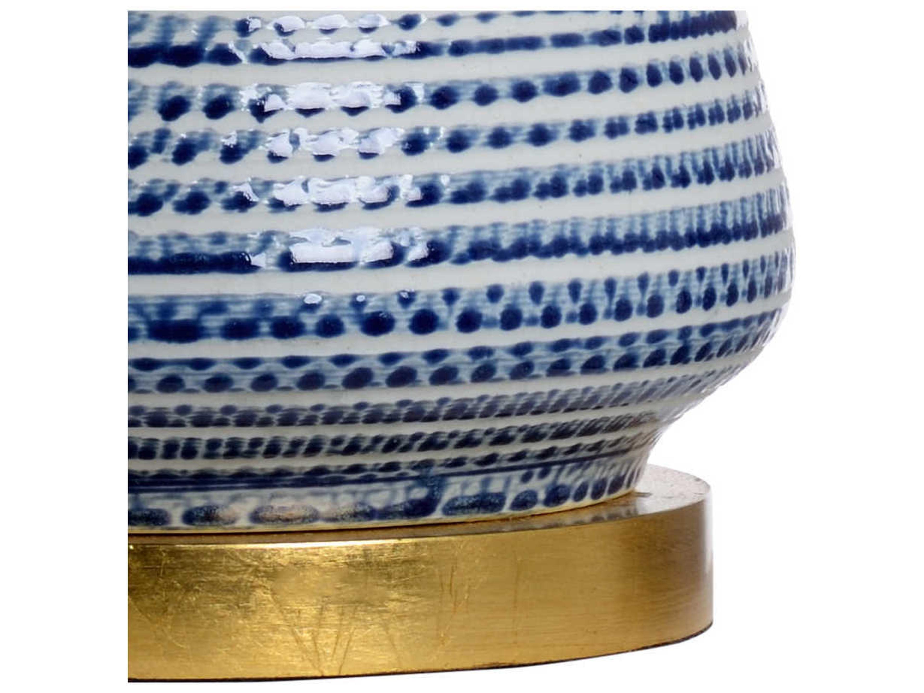 Chelsea House Blue White Glaze Antique Gold Leaf Buffet Lamp