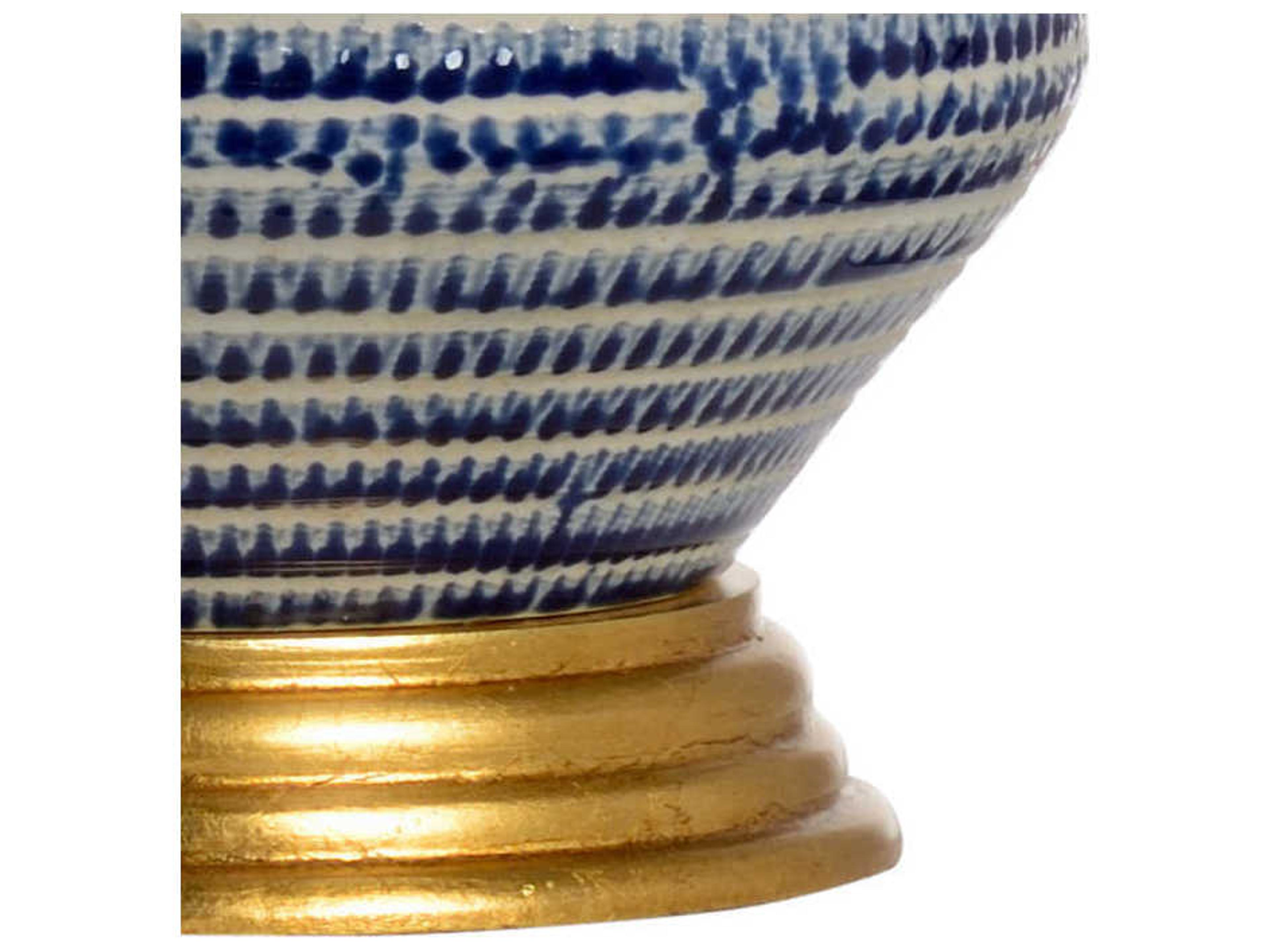 Chelsea House Blue White Glaze Antique Gold Leaf Buffet Lamp