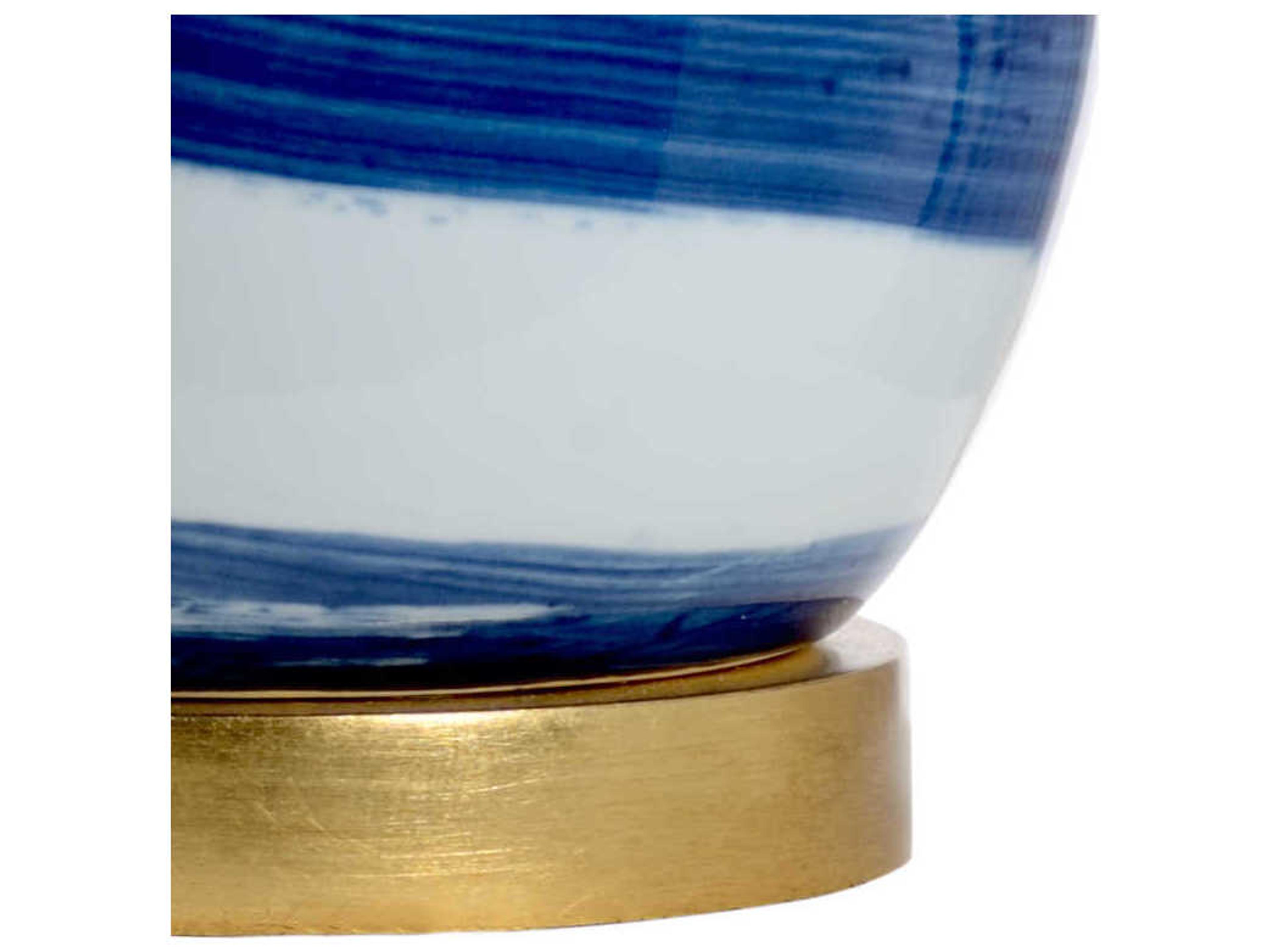 Chelsea House Cobalt White Glaze Gold Leaf Blue Buffet Lamp