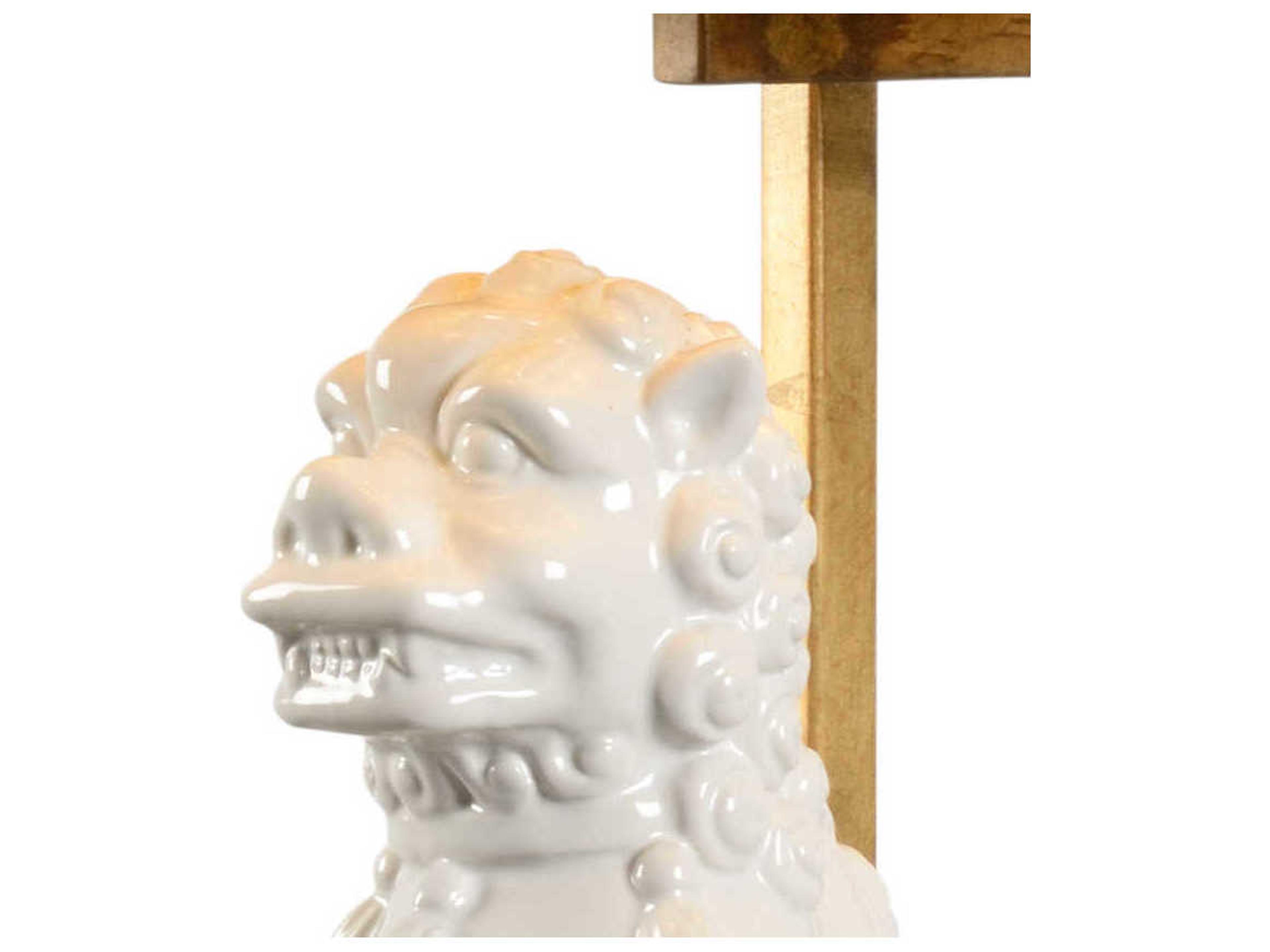 Chelsea House Antique Gold Leaf Black Cream Glaze White Buffet Lamp