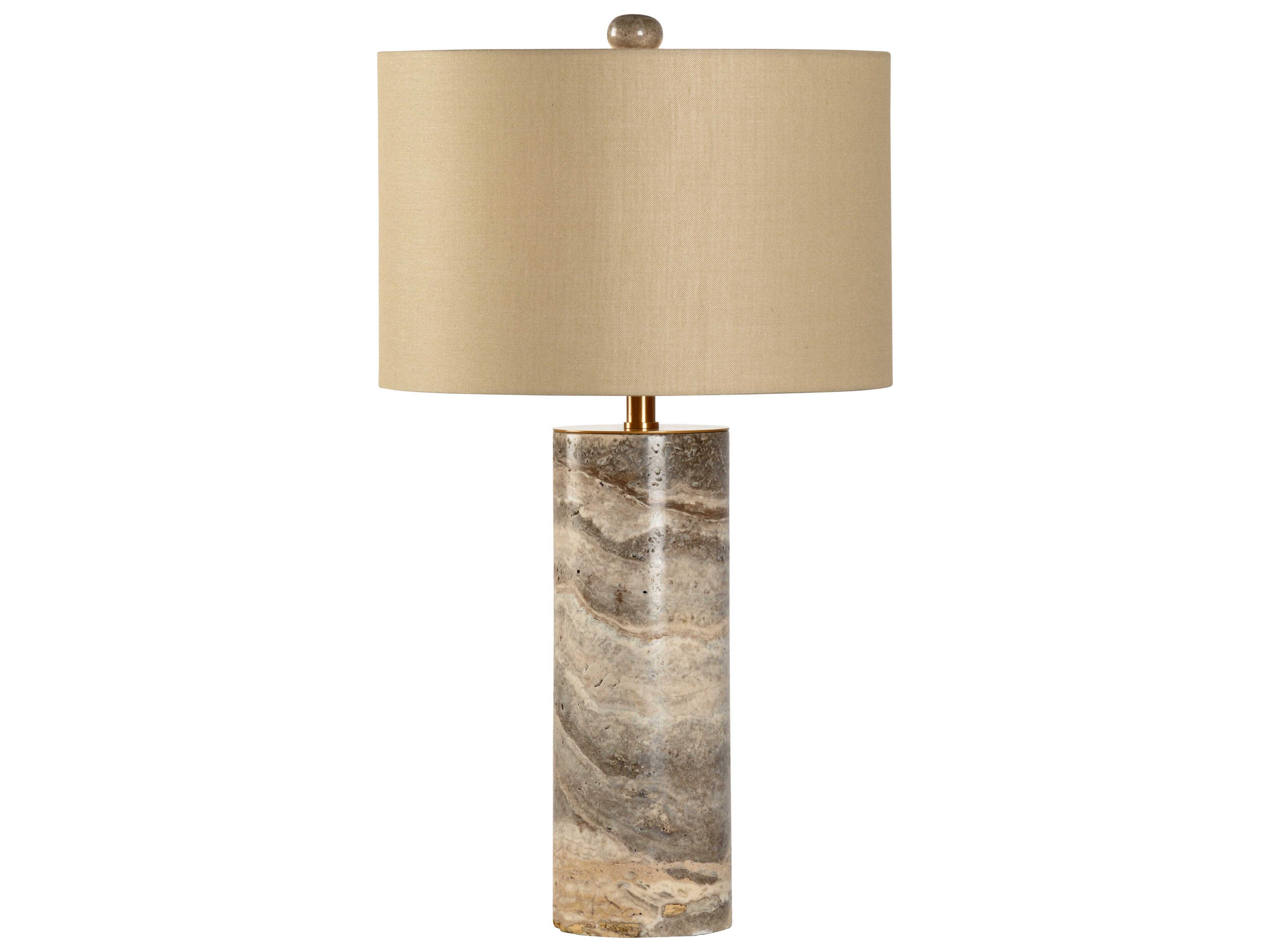 Gray Marble Column Table Lamp