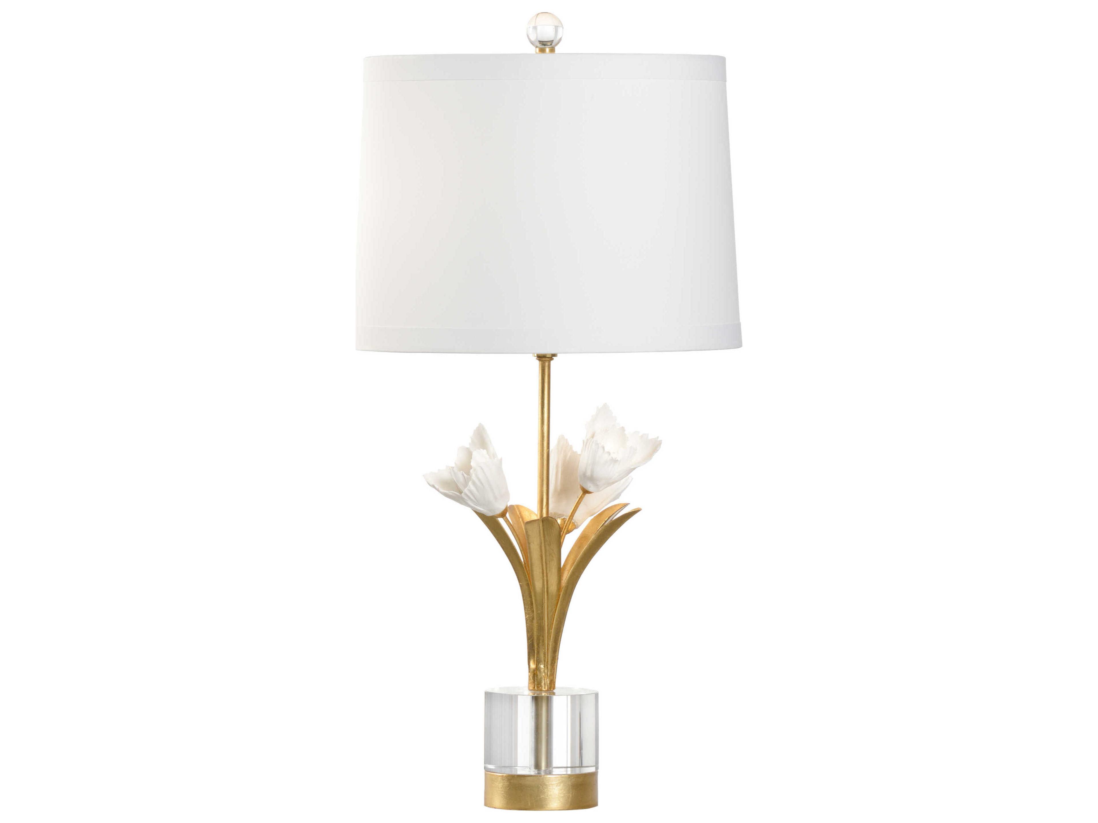 Small Tulip White Gold Table Lamp