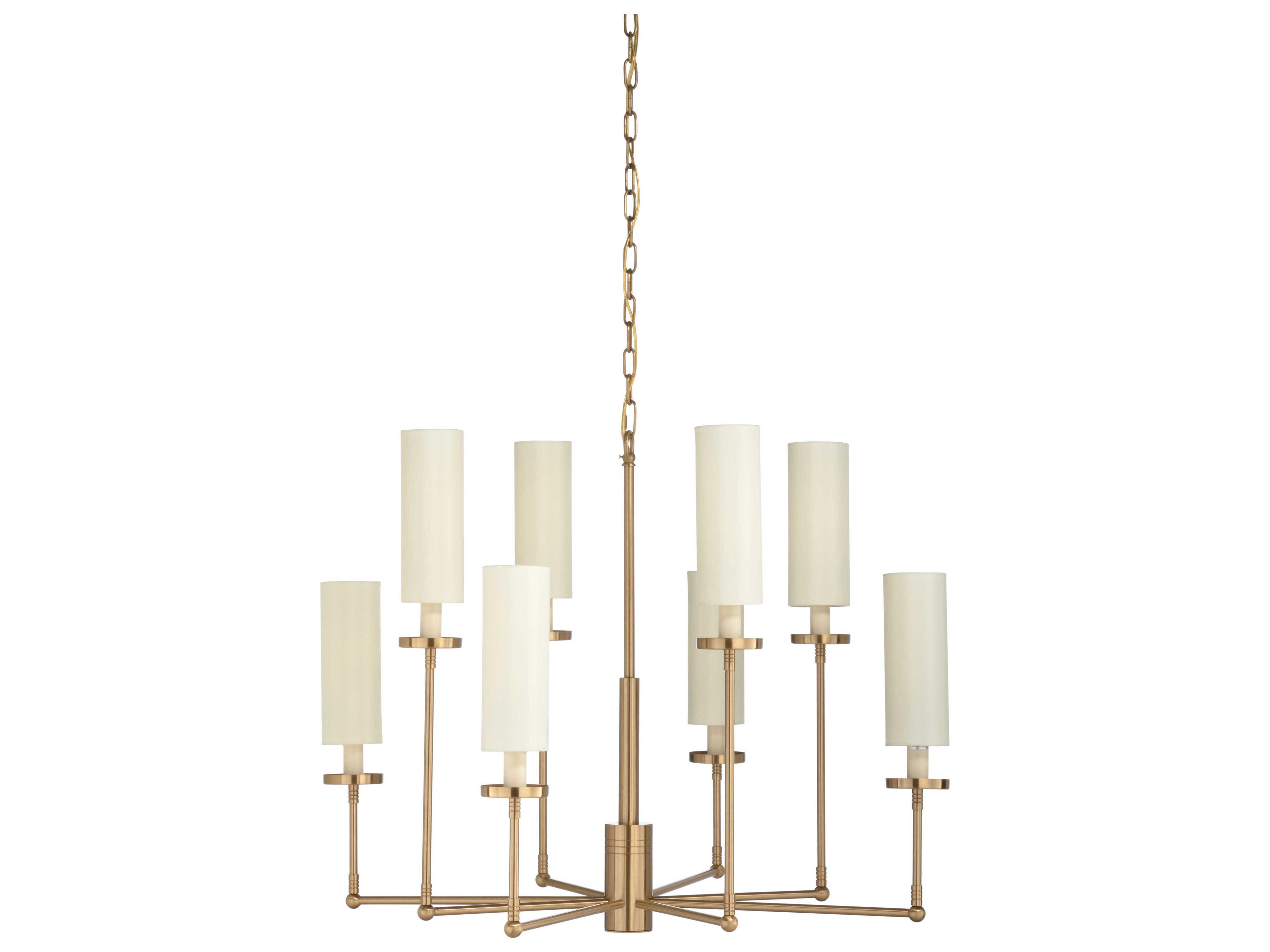 8-Light Gold Brass Cylinder Tiered Chandelier