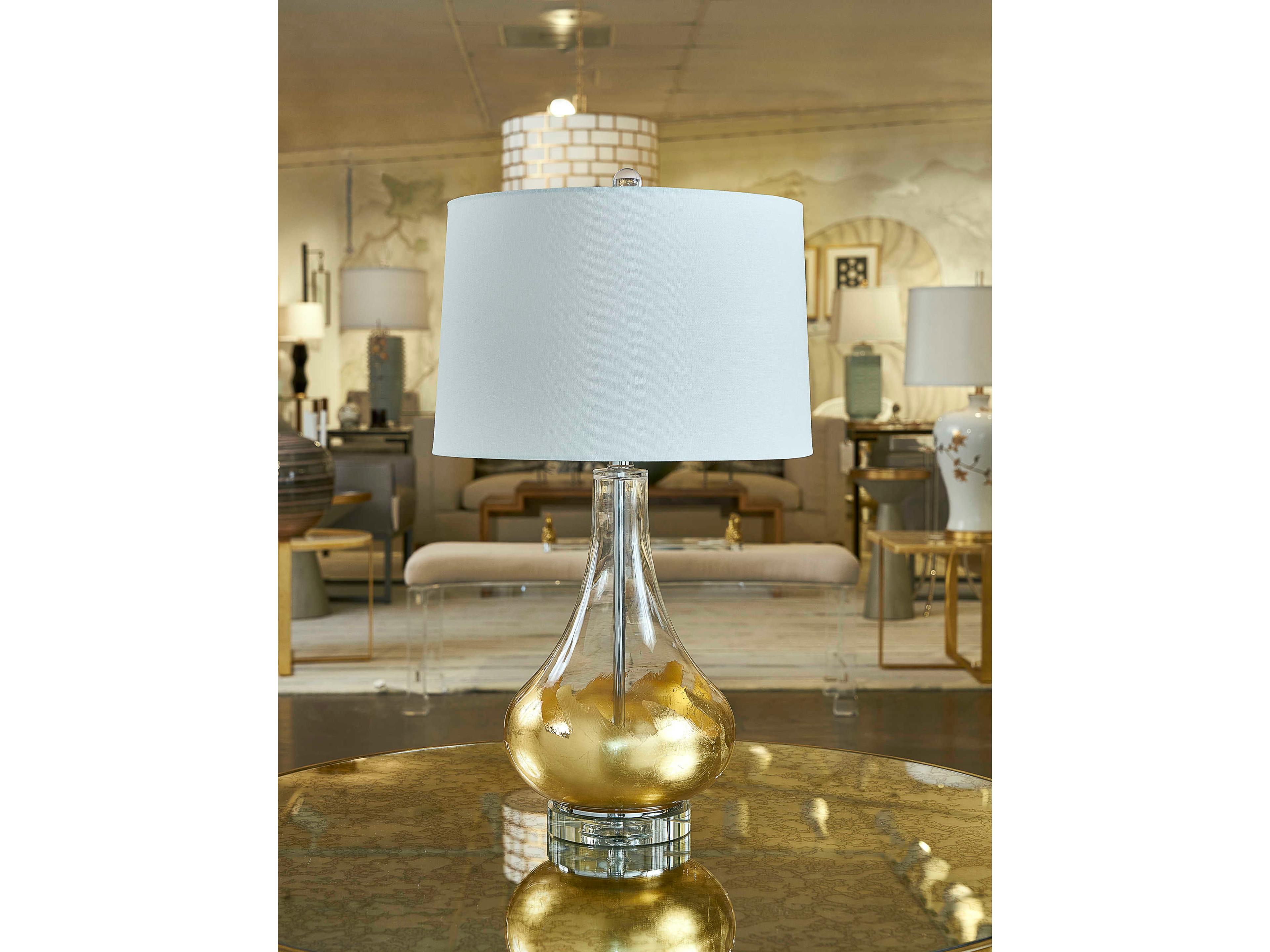 Chelsea House Glass Clear Gold Leaf Buffet Lamp