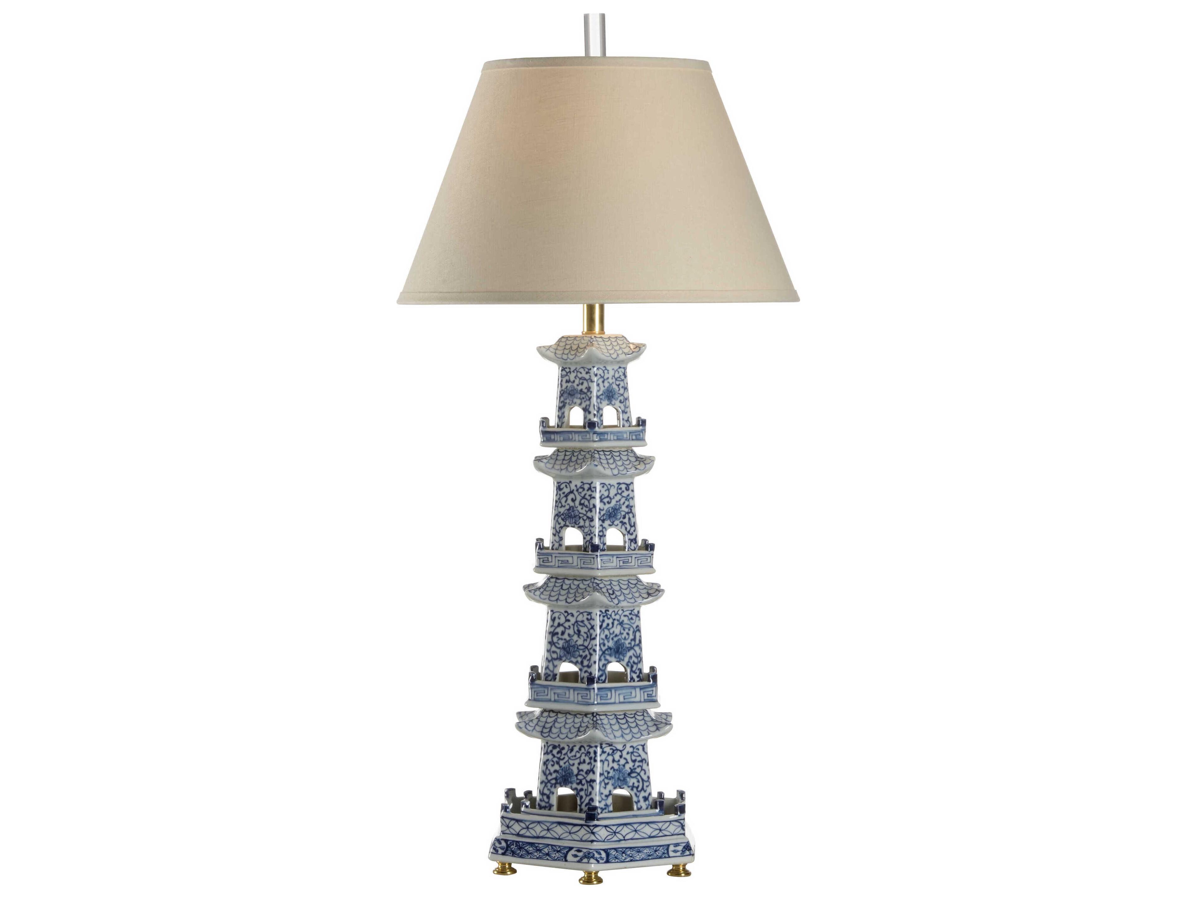 Pagoda Blue White Table Lamp - Blue/White