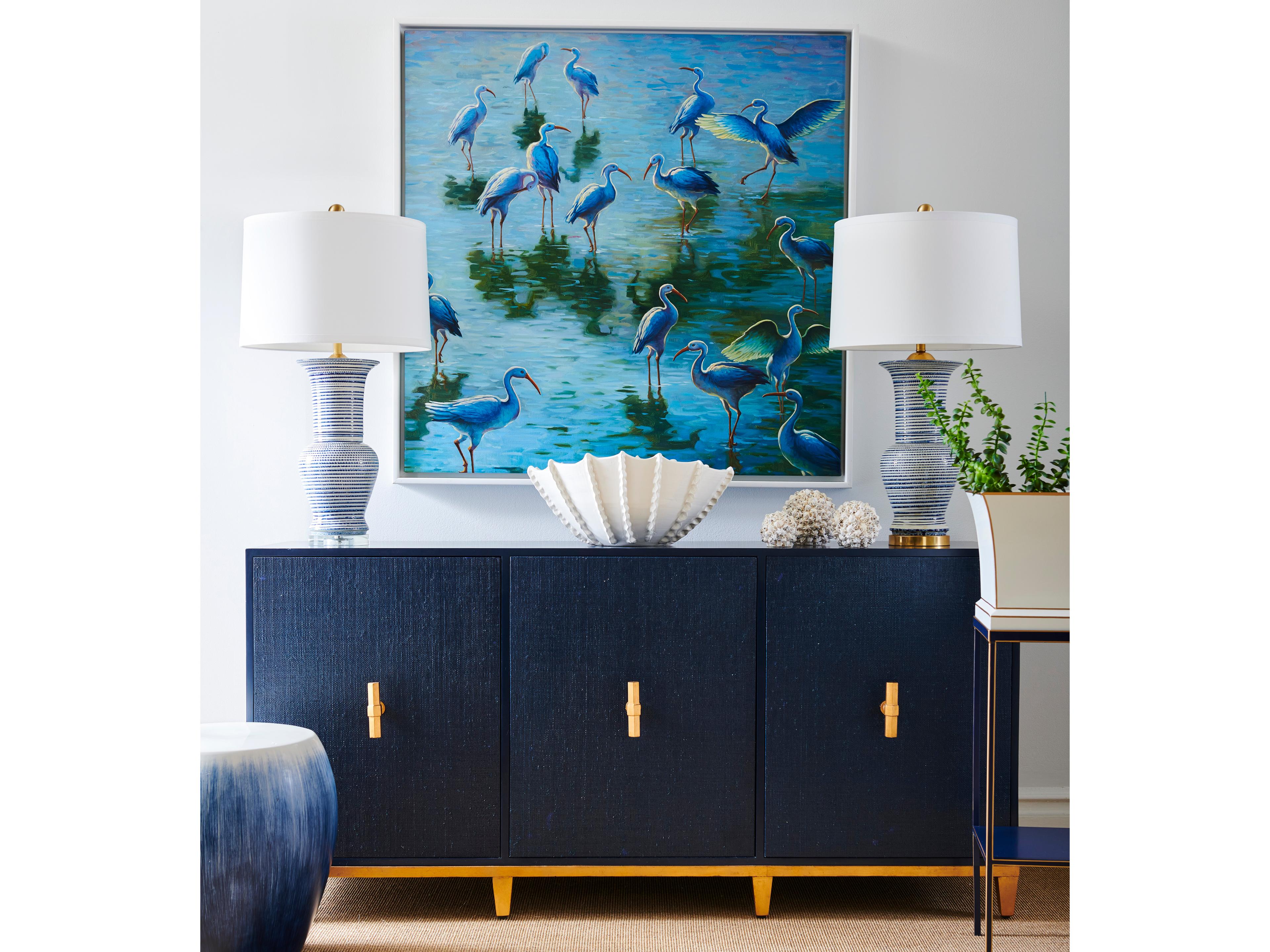 Chelsea House Beehive Urn Blue White Table Lamp