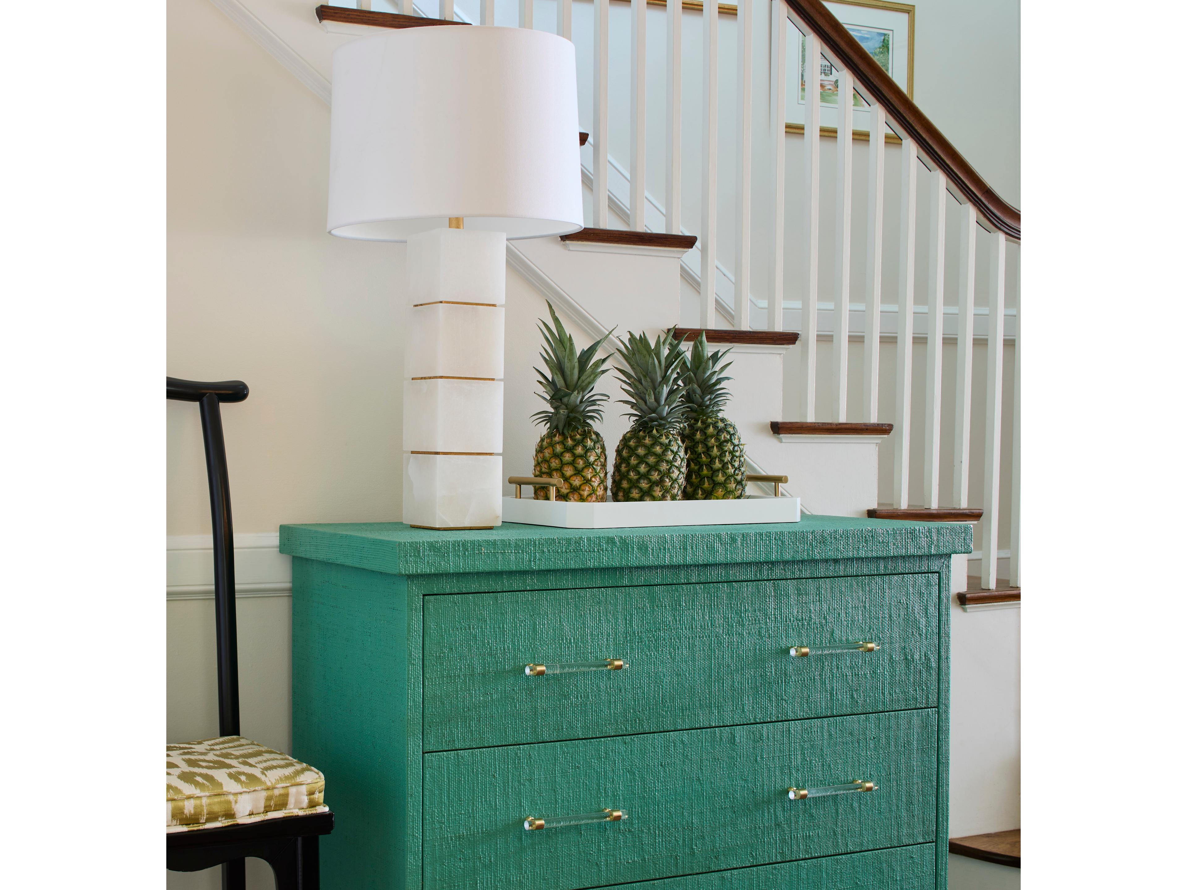 Chelsea House Elizabeth Wicker Stacked Alabaster Natural White antique Gold Leaf Table Lamp