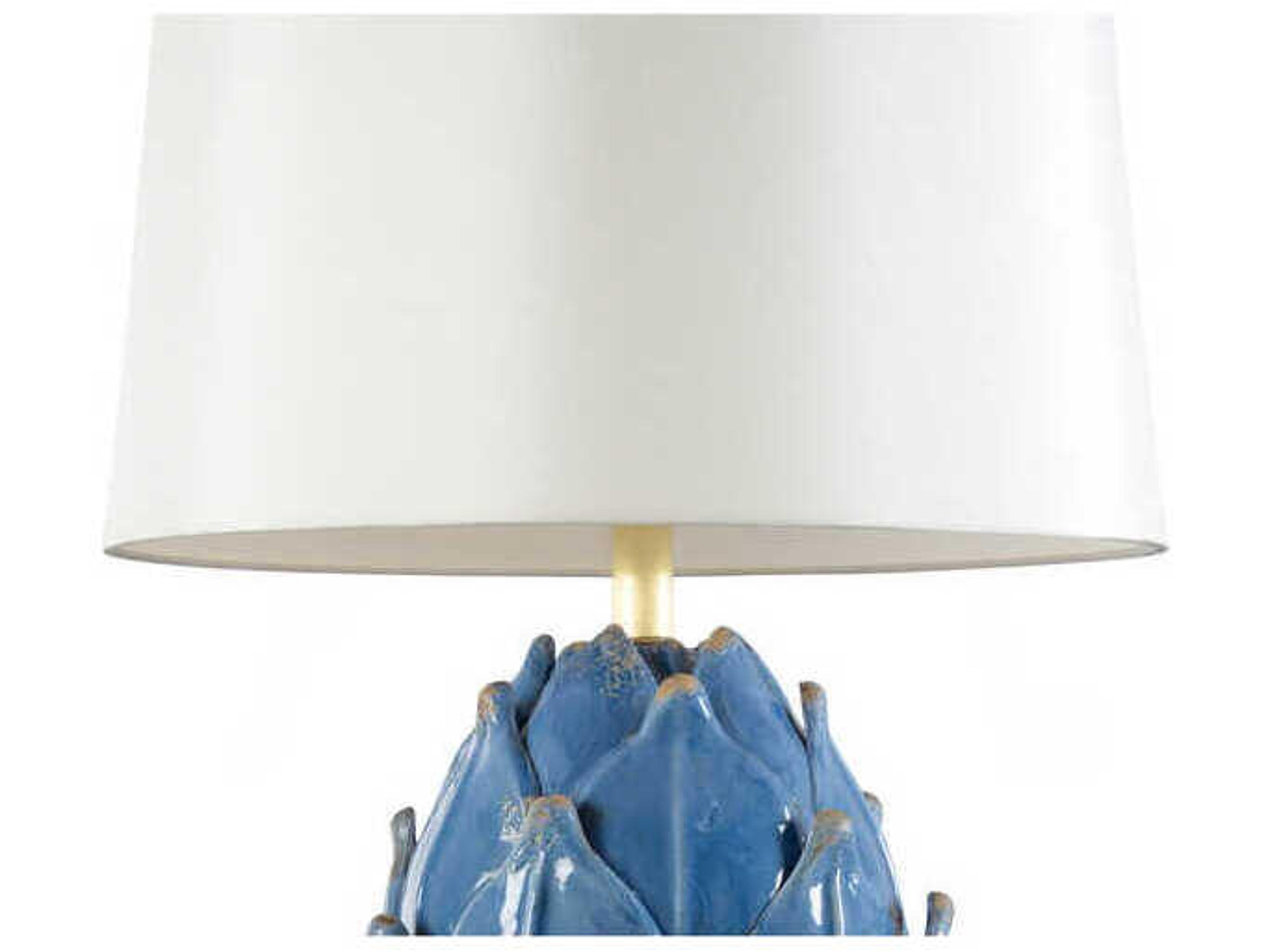 Chelsea House Artichoke Aged Blue Taupe Linen Buffet Lamp