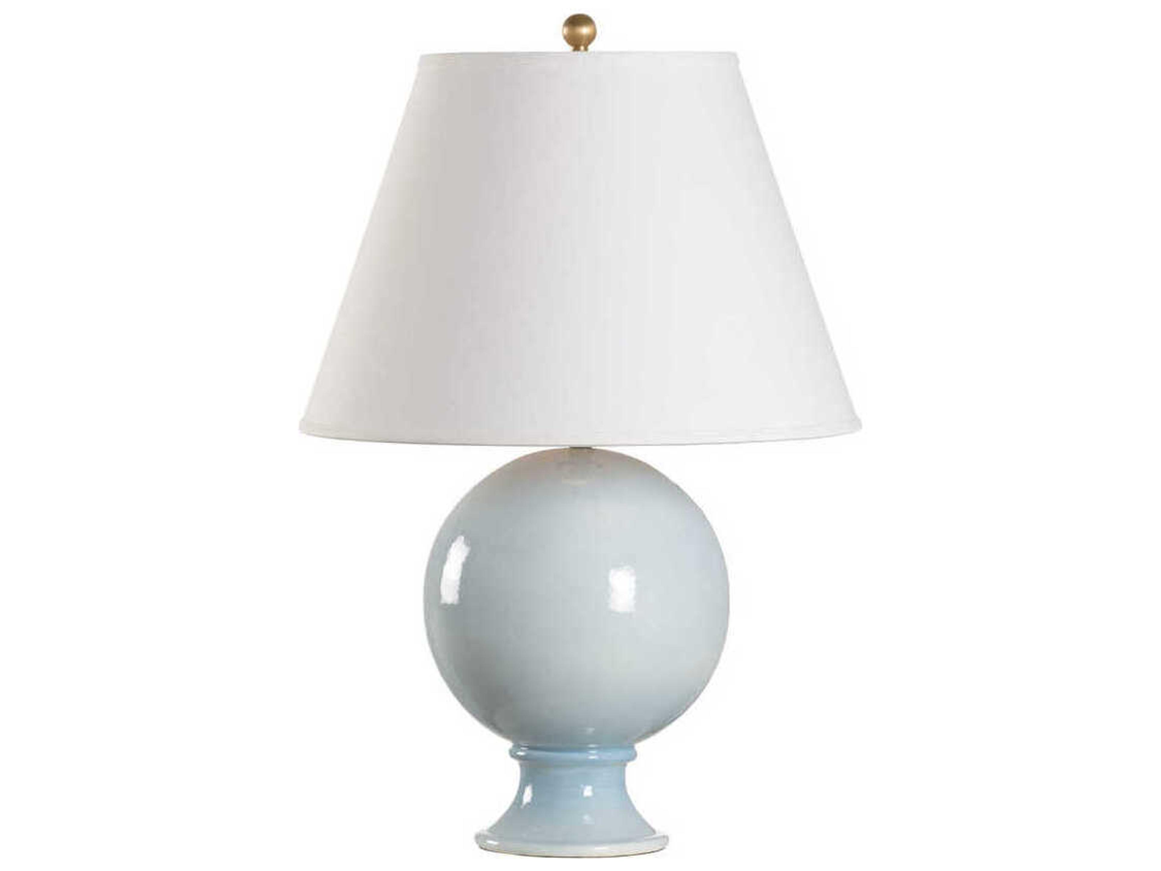 Sphere Sky Blue Off White Linen Buffet Lamp
