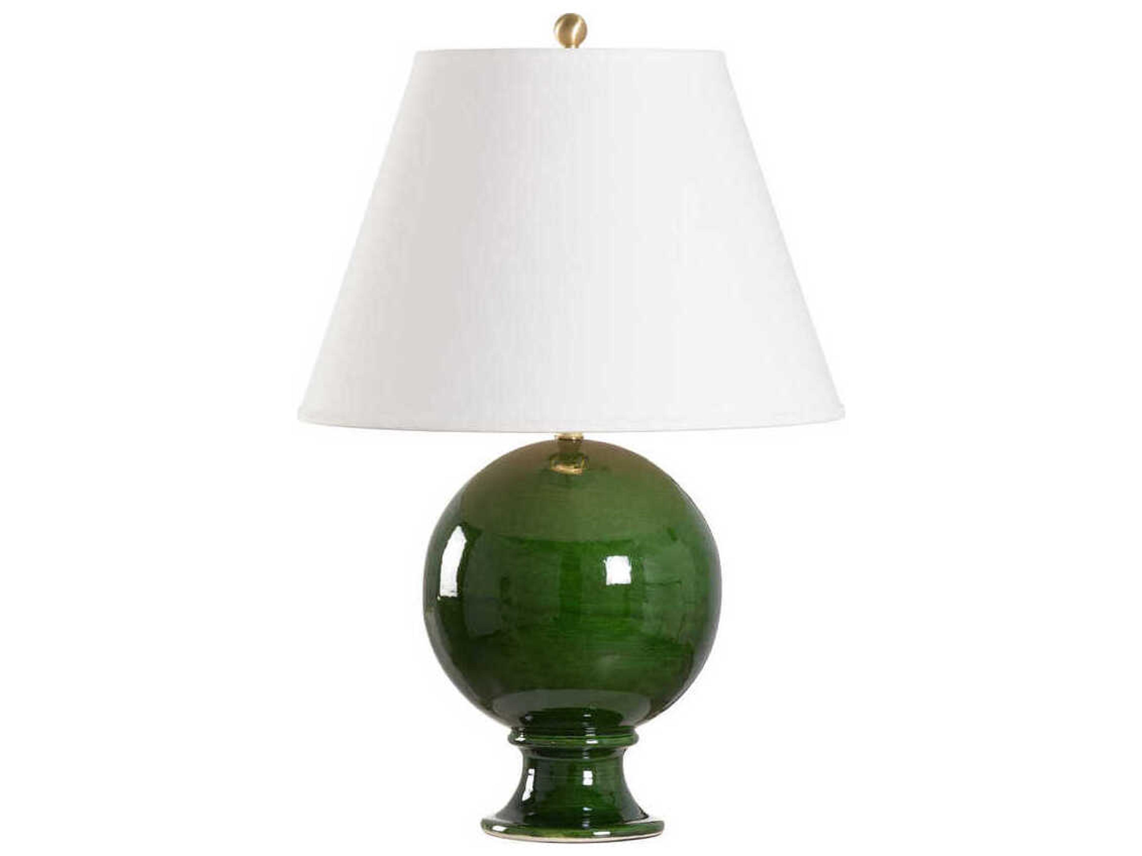 Chelsea House Sphere Emerald Green Off White Linen Buffet Lamp