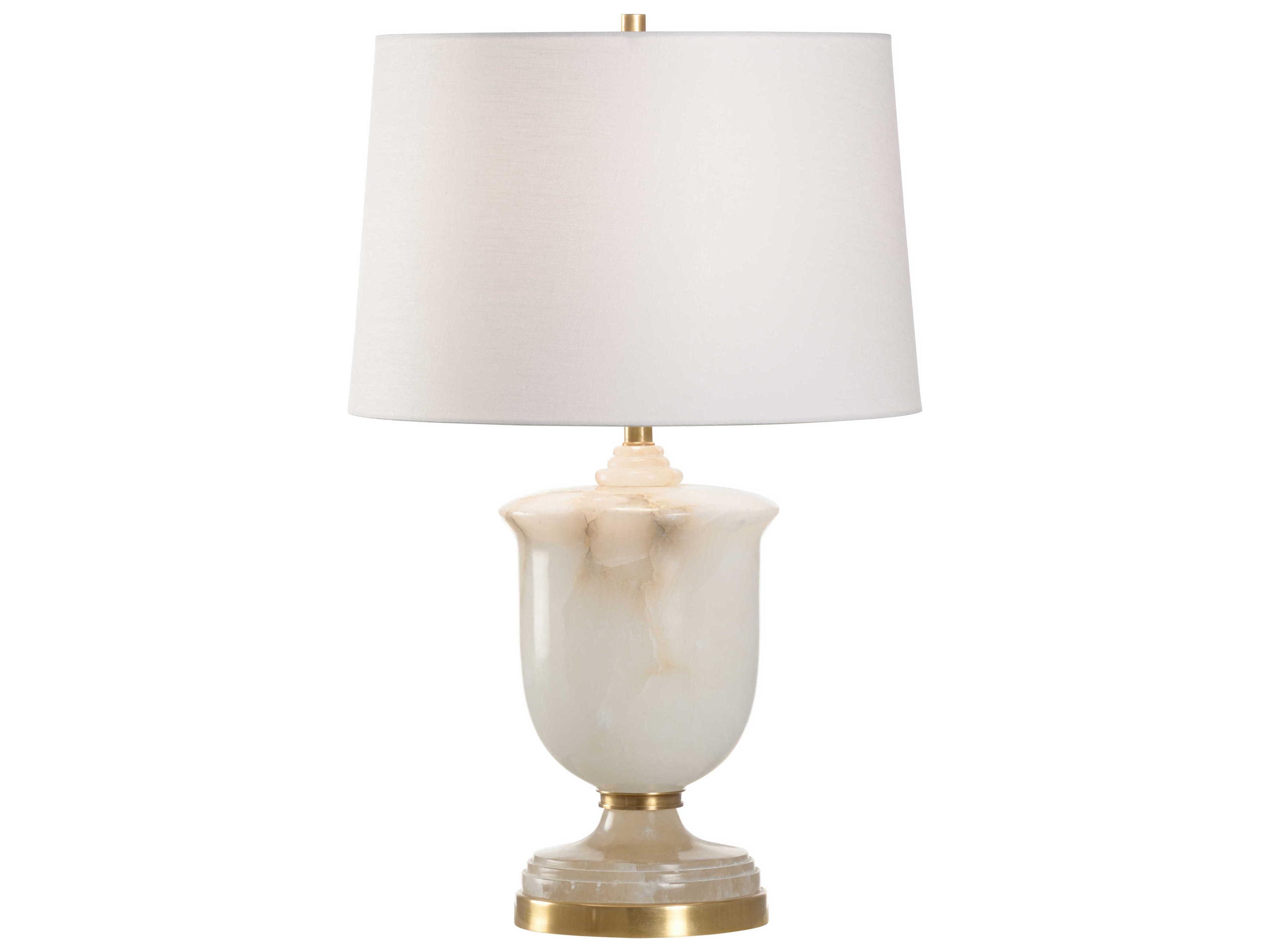 Alabaster Urn Natural White Off Linen Table Lamp