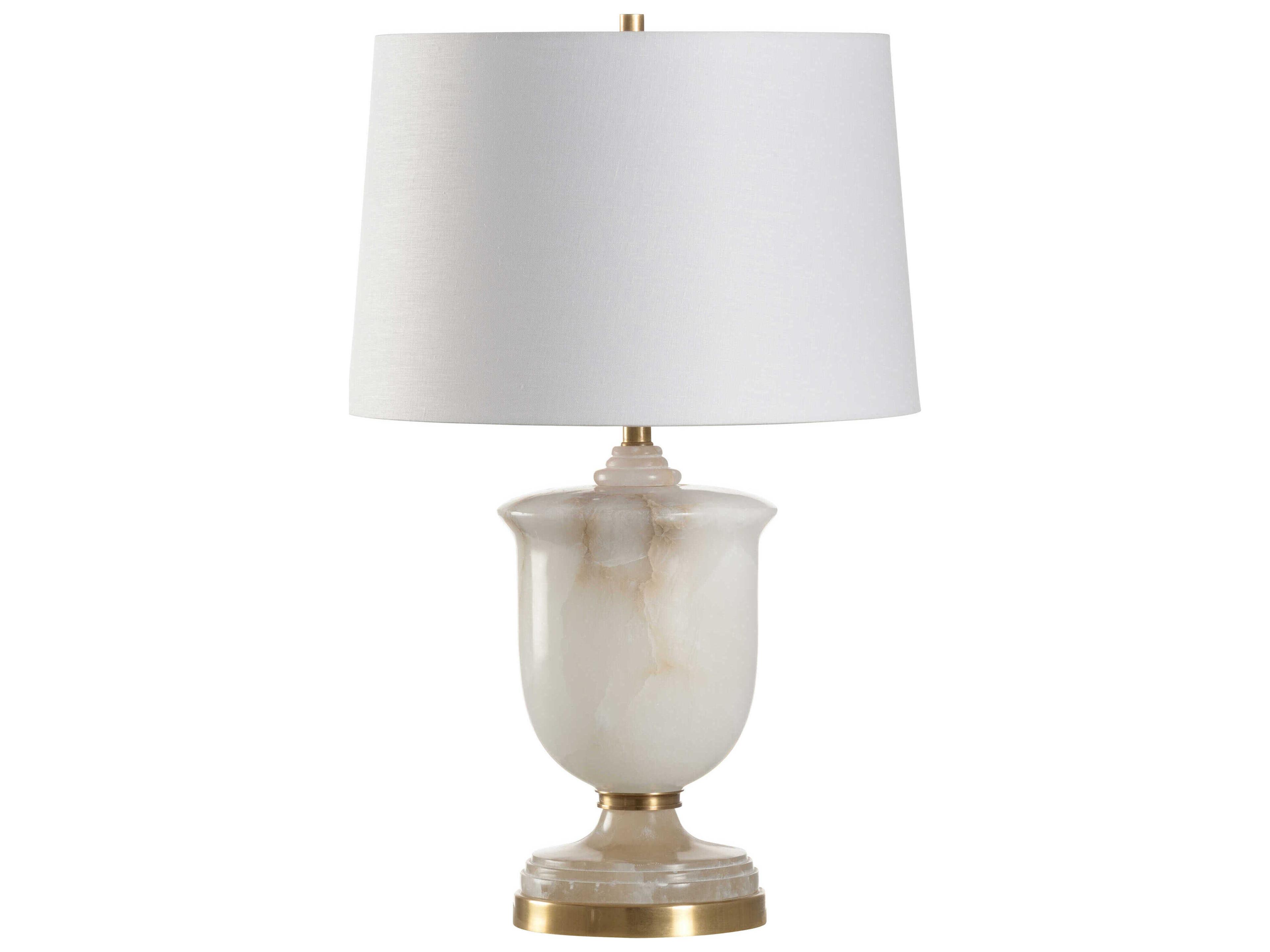 Chelsea House Alabaster Urn Natural White Off Linen Table Lamp