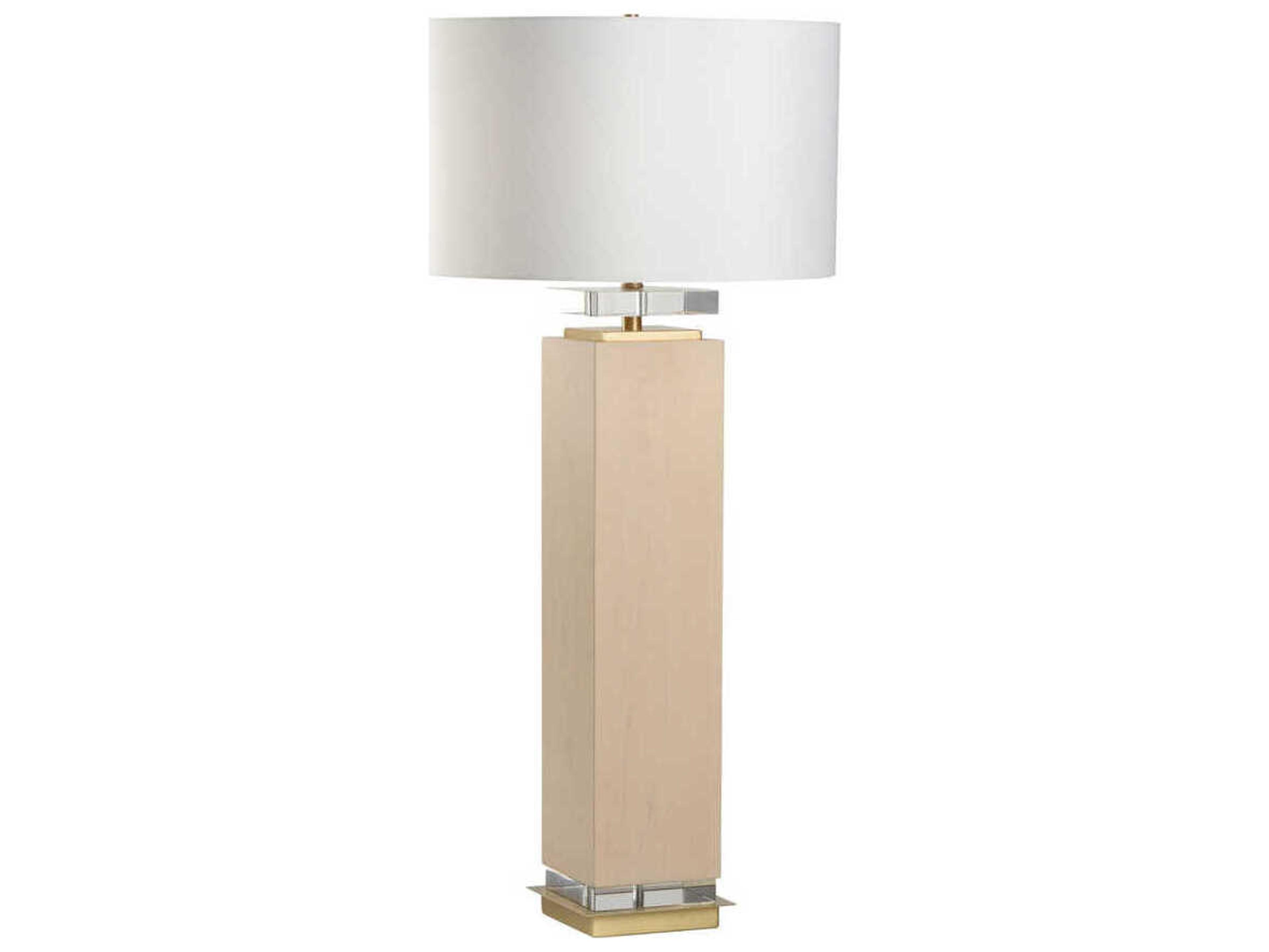 Birds Eye Maple Antique Brass White Fabric Buffet Lamp