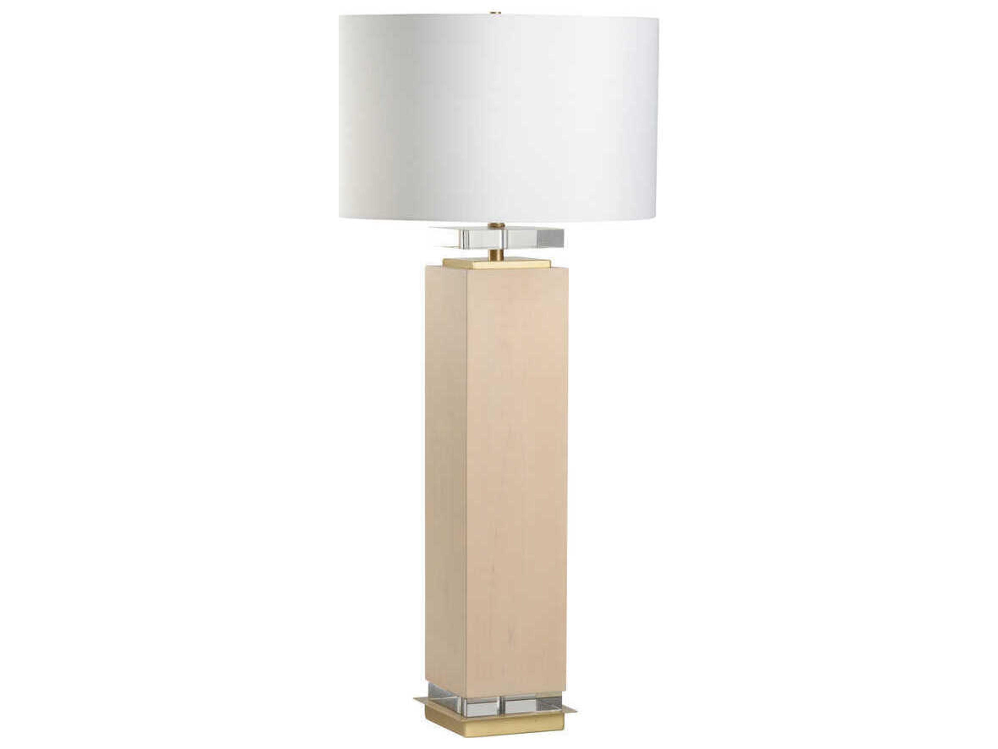 Chelsea House Birds Eye Maple Antique Brass White Fabric Buffet Lamp