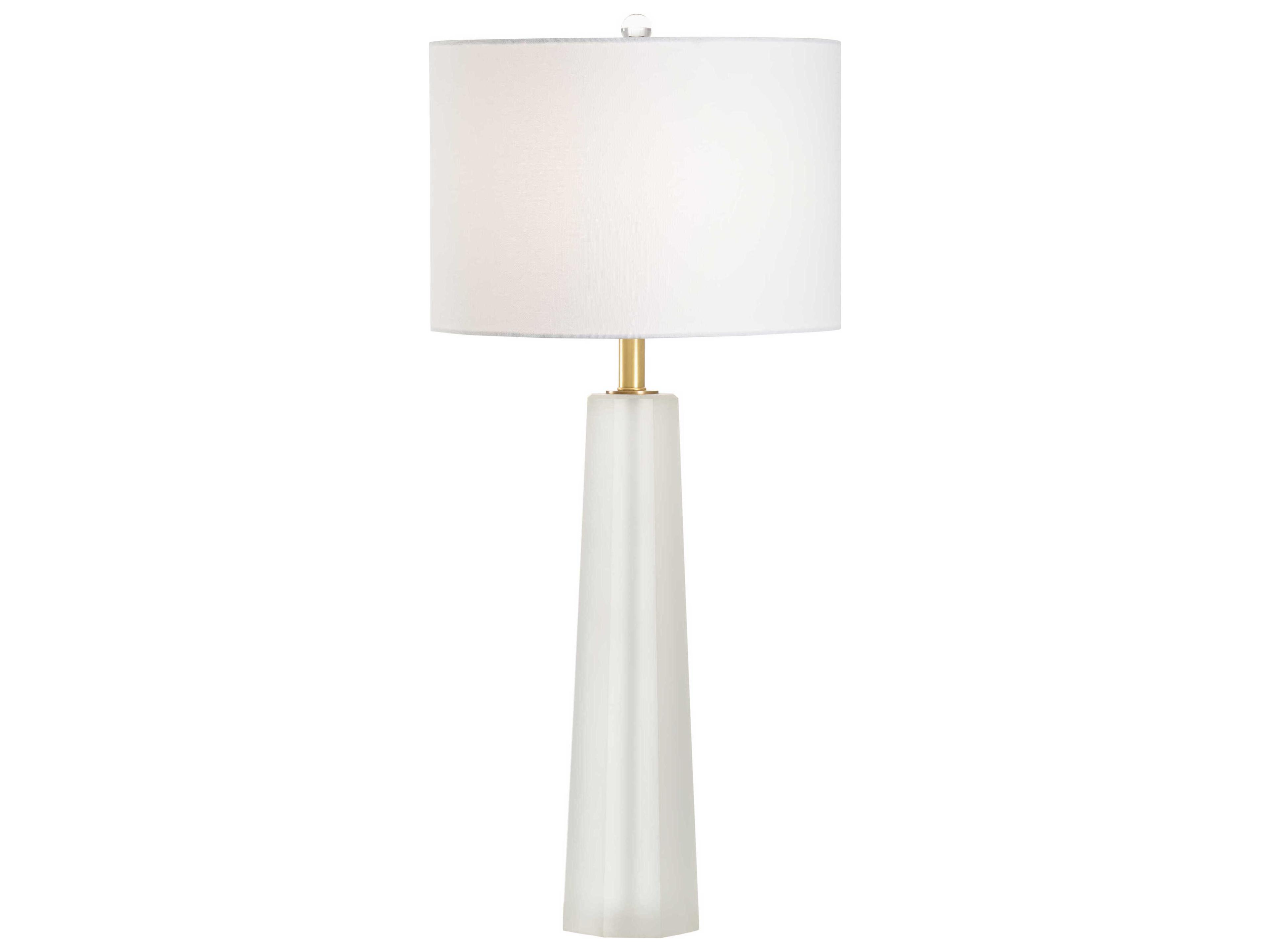 Frosted White Off Linen Buffet Lamp