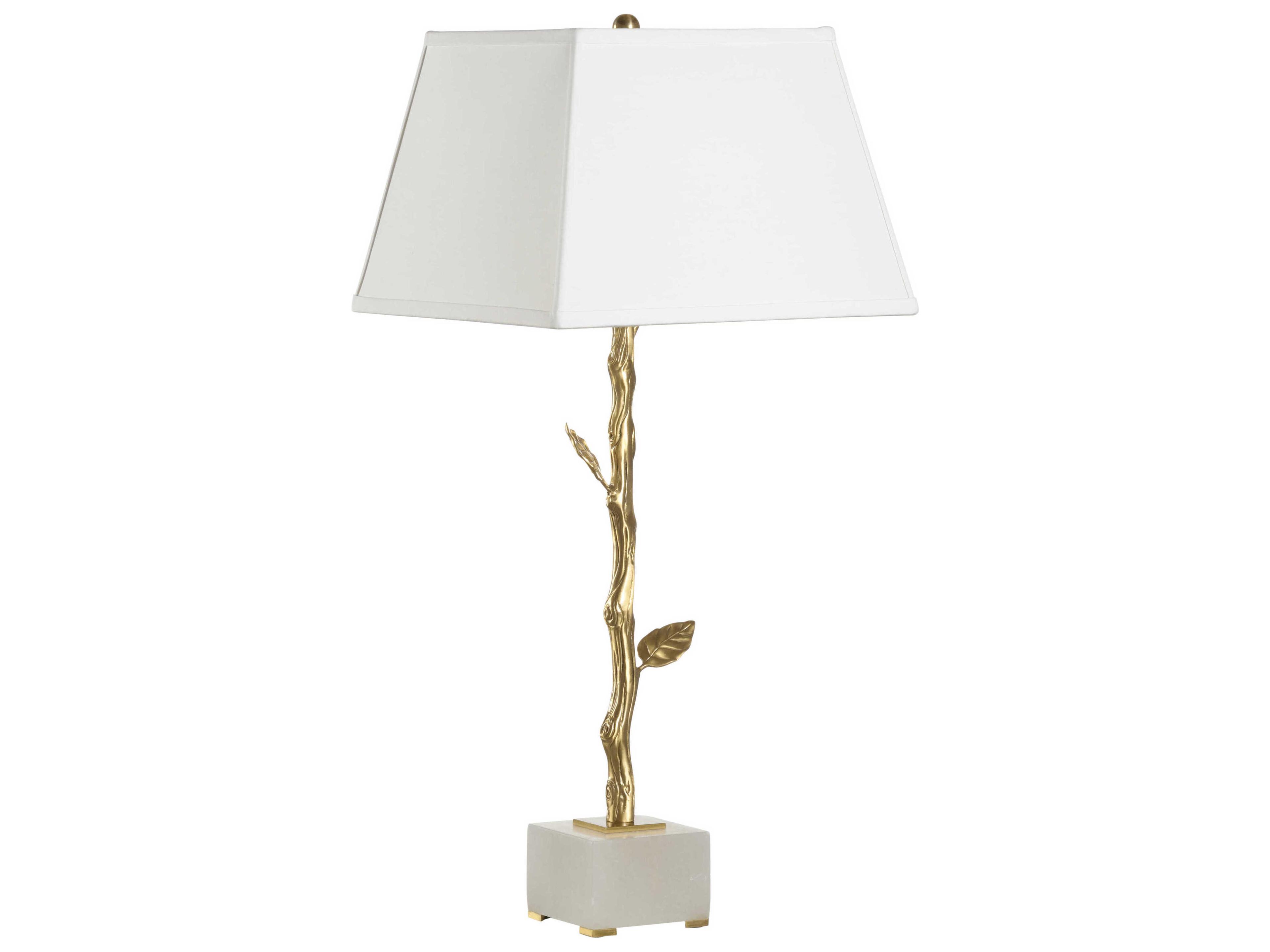 Chelsea House Limb and Leaf Antique Brass White Fabric Buffet Lamp