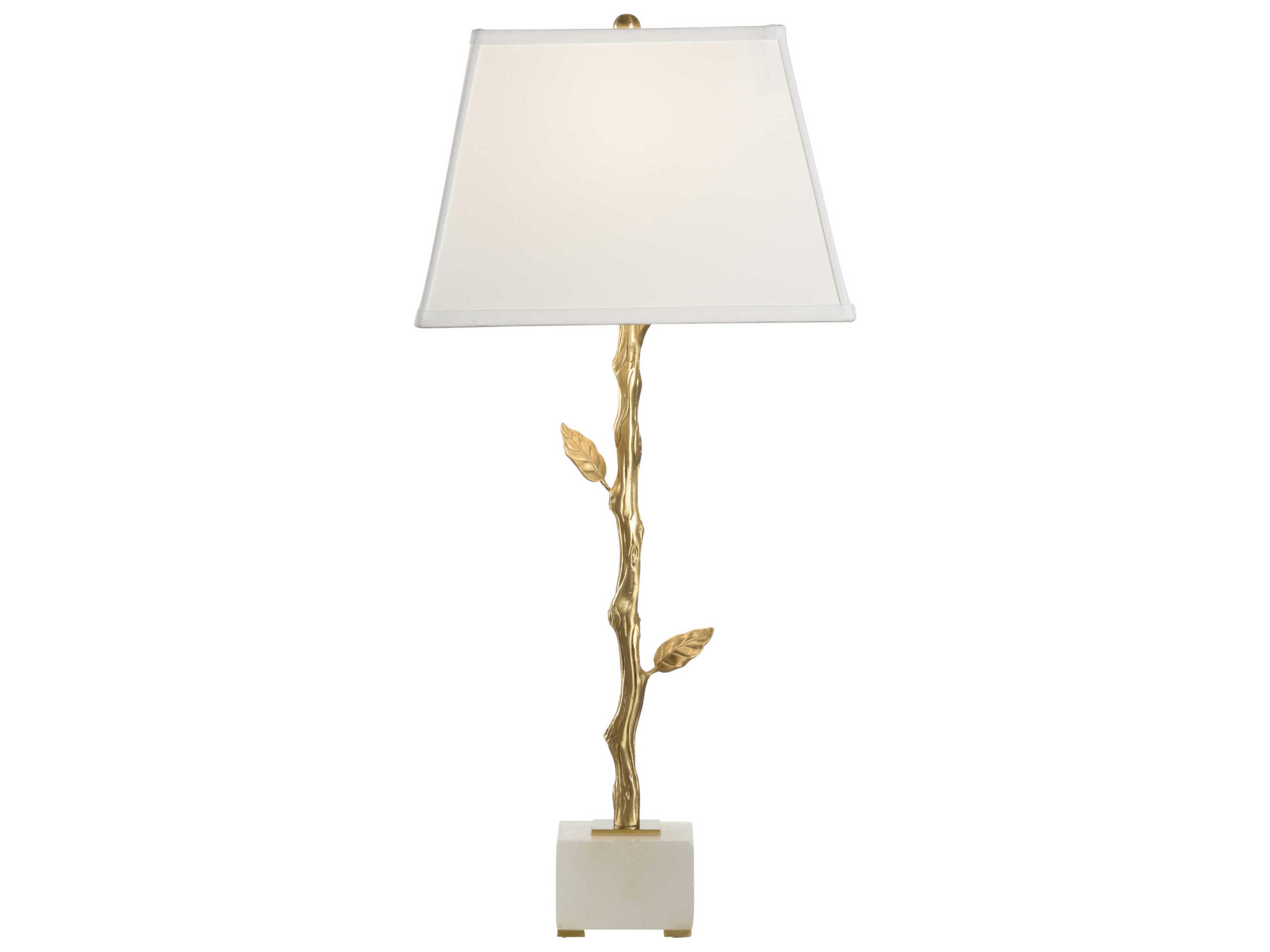 Chelsea House Limb and Leaf Antique Brass White Fabric Buffet Lamp