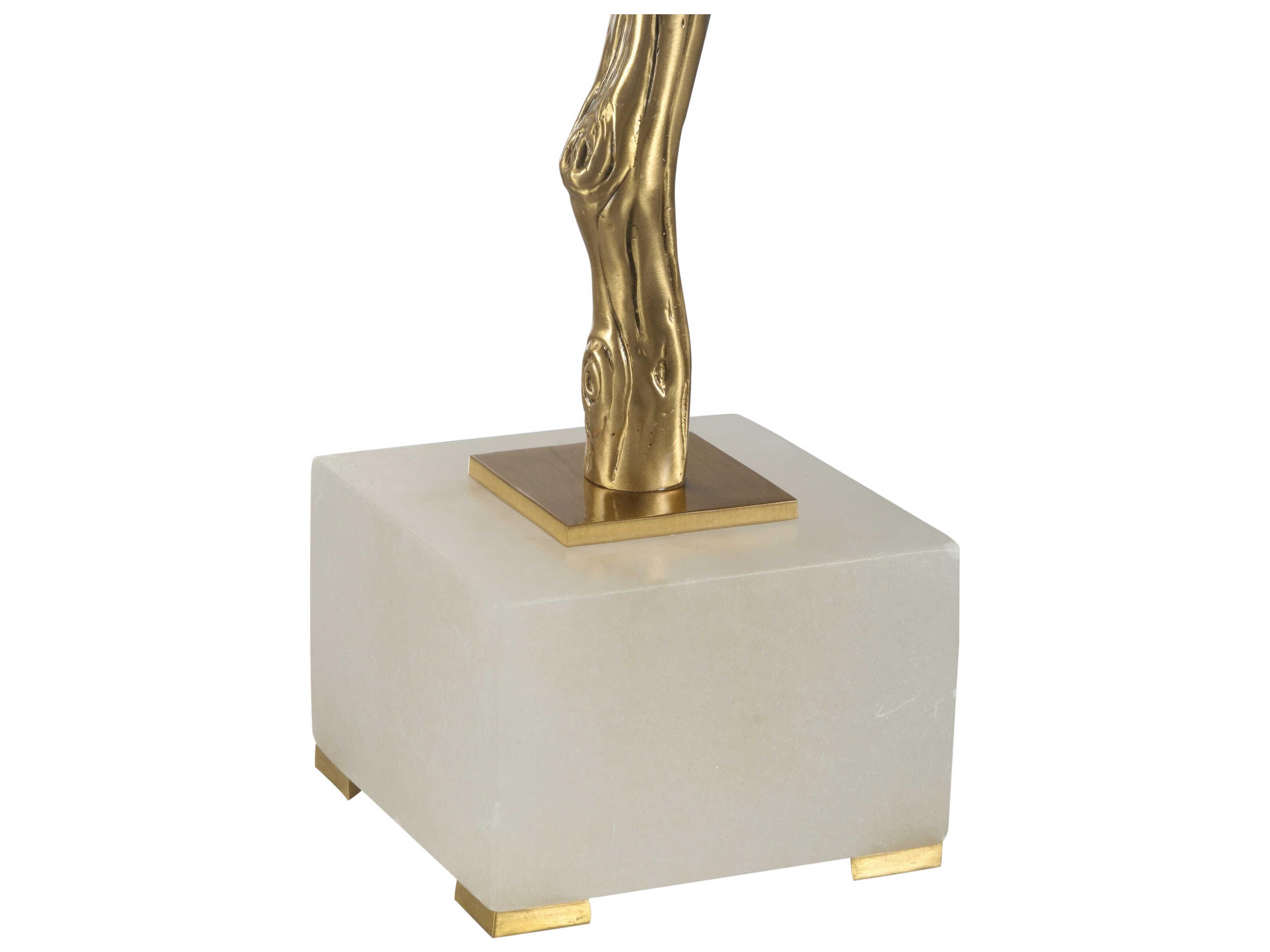 Chelsea House Limb and Leaf Antique Brass White Fabric Buffet Lamp