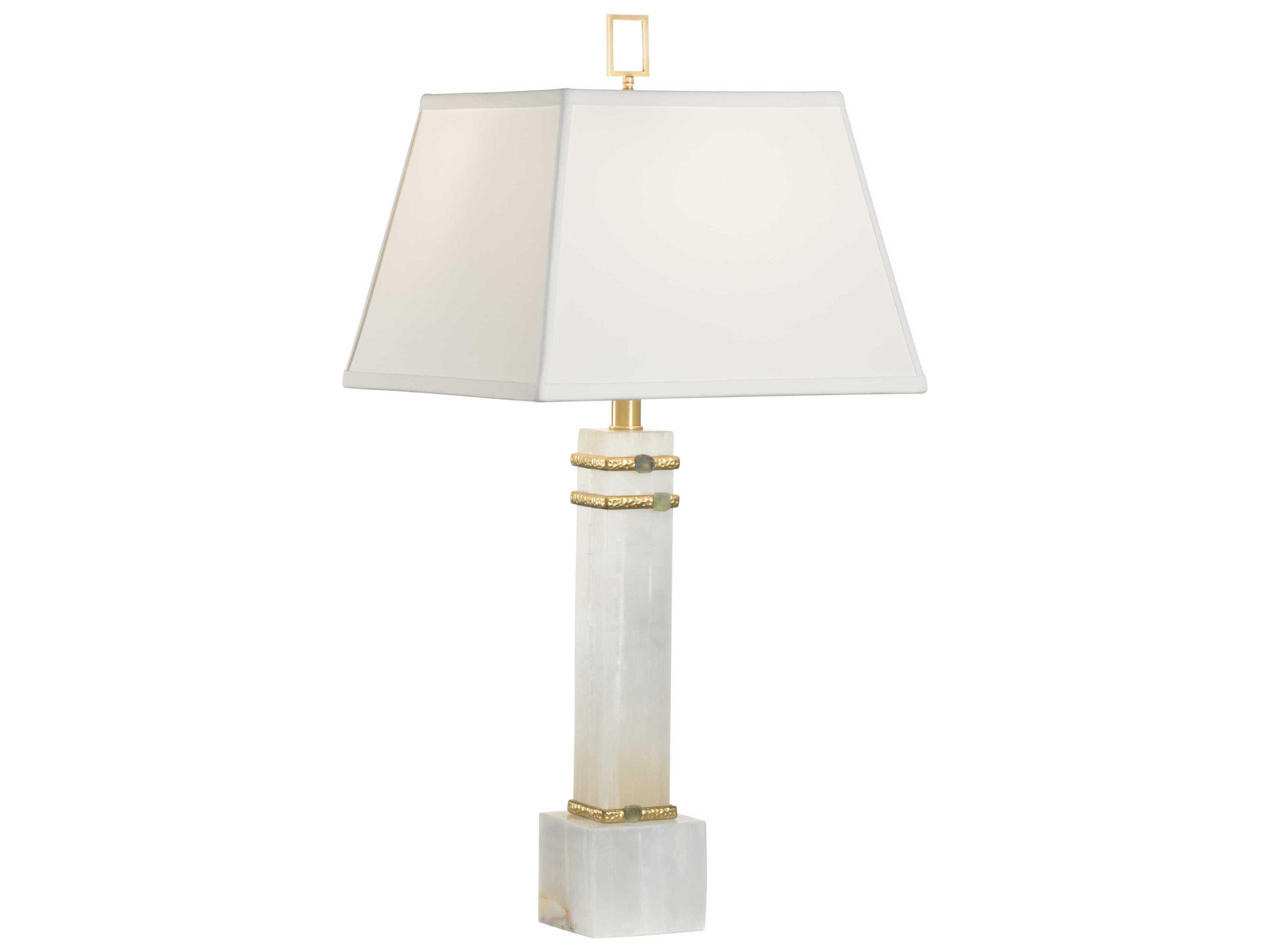 Chelsea House Alabaster Column Natural White Textured Brass Off Silkette Table Lamp