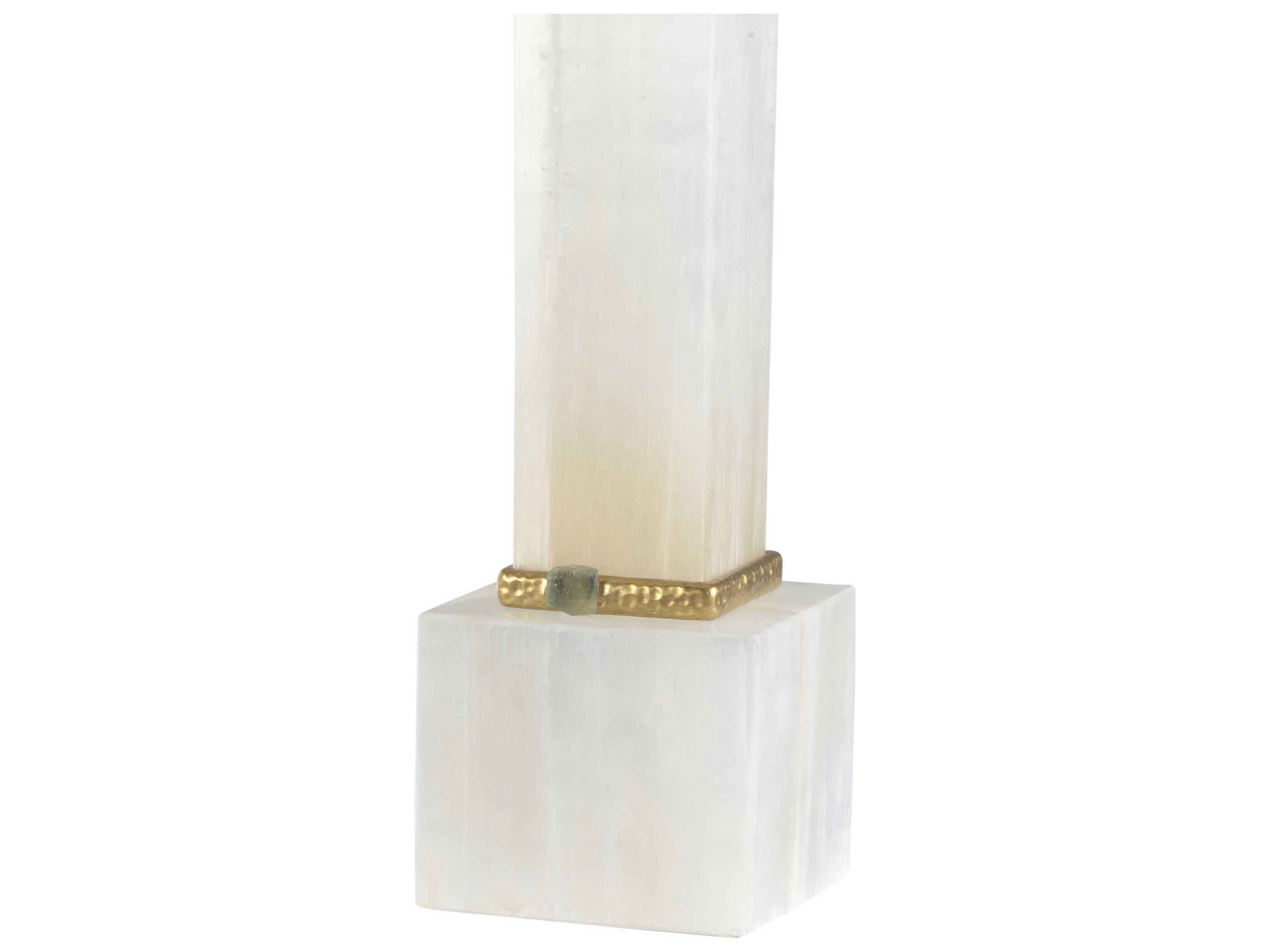 Chelsea House Alabaster Column Natural White Textured Brass Off Silkette Table Lamp
