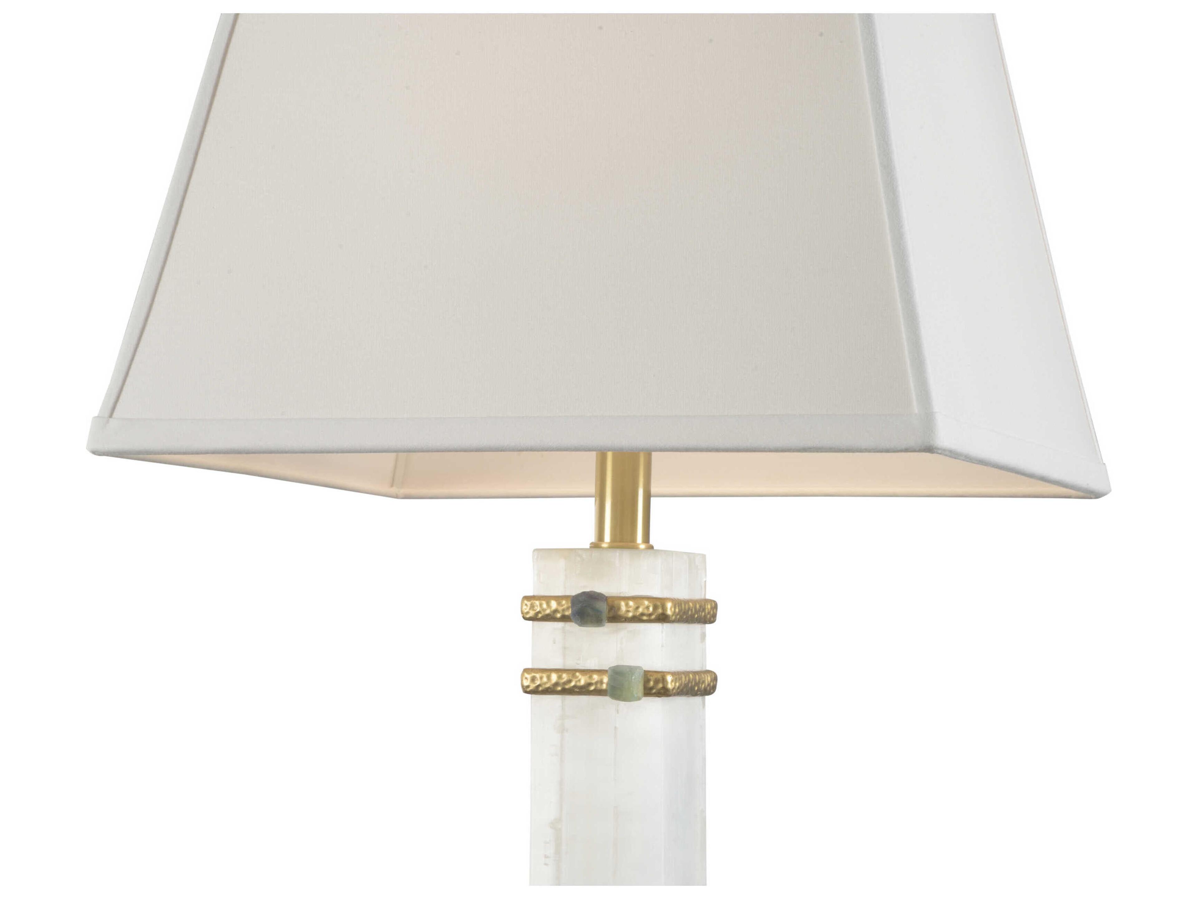 Chelsea House Alabaster Column Natural White Textured Brass Off Silkette Table Lamp