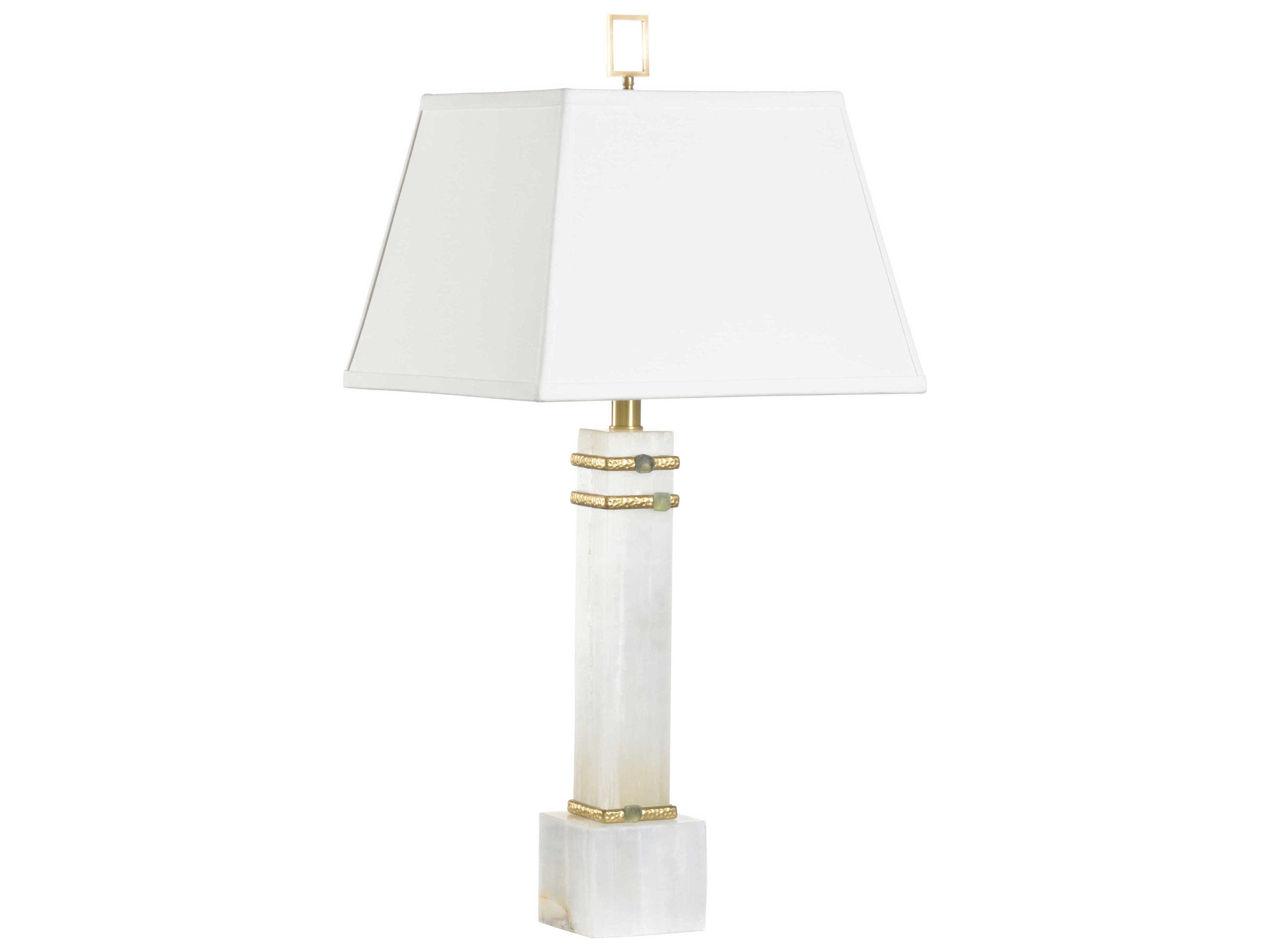 Chelsea House Alabaster Column Natural White Textured Brass Off Silkette Table Lamp