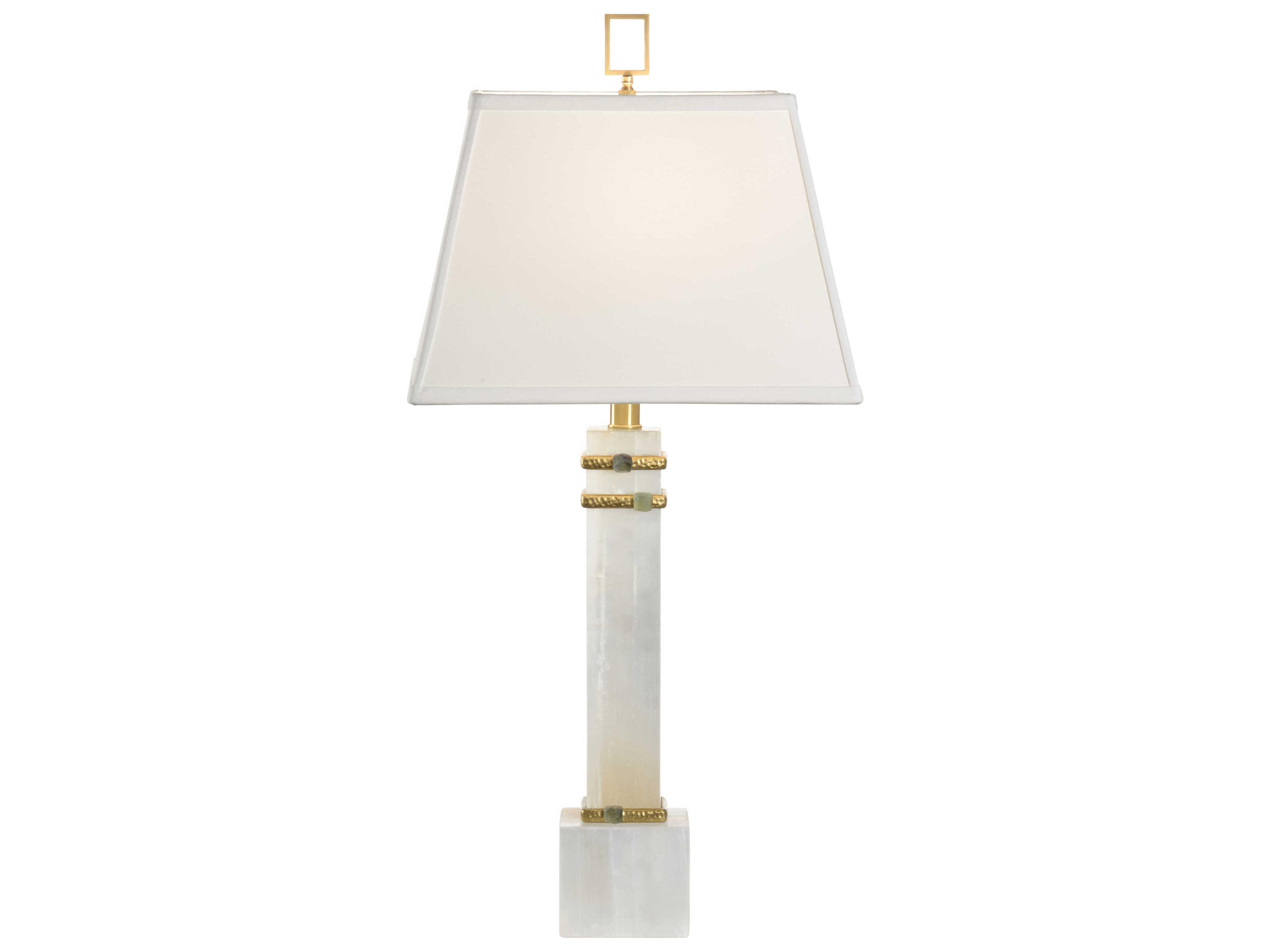 Chelsea House Alabaster Column Natural White Textured Brass Off Silkette Table Lamp