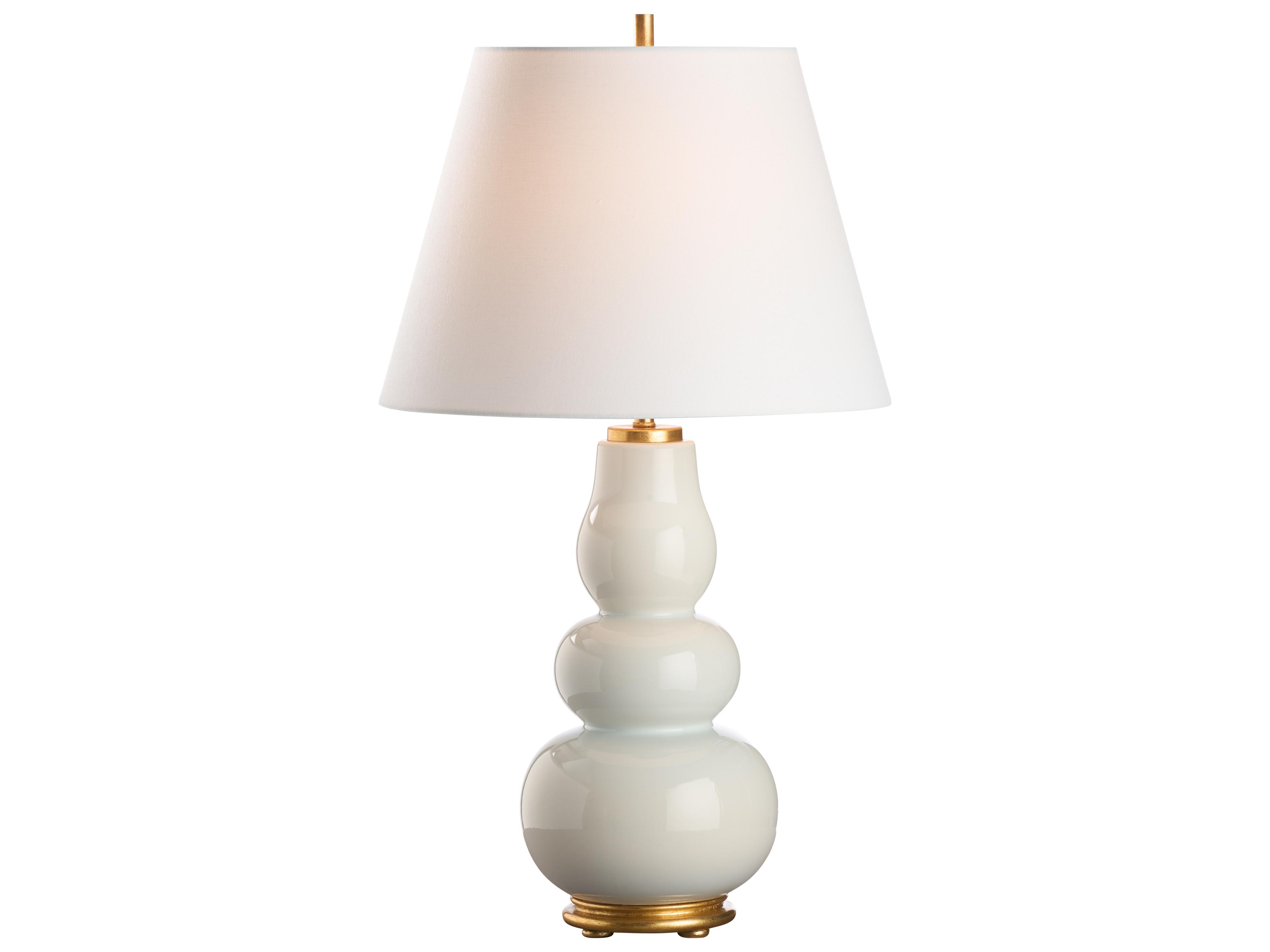 Jamie Merida Iceberg Glaze Gold Leaf White Table Lamp