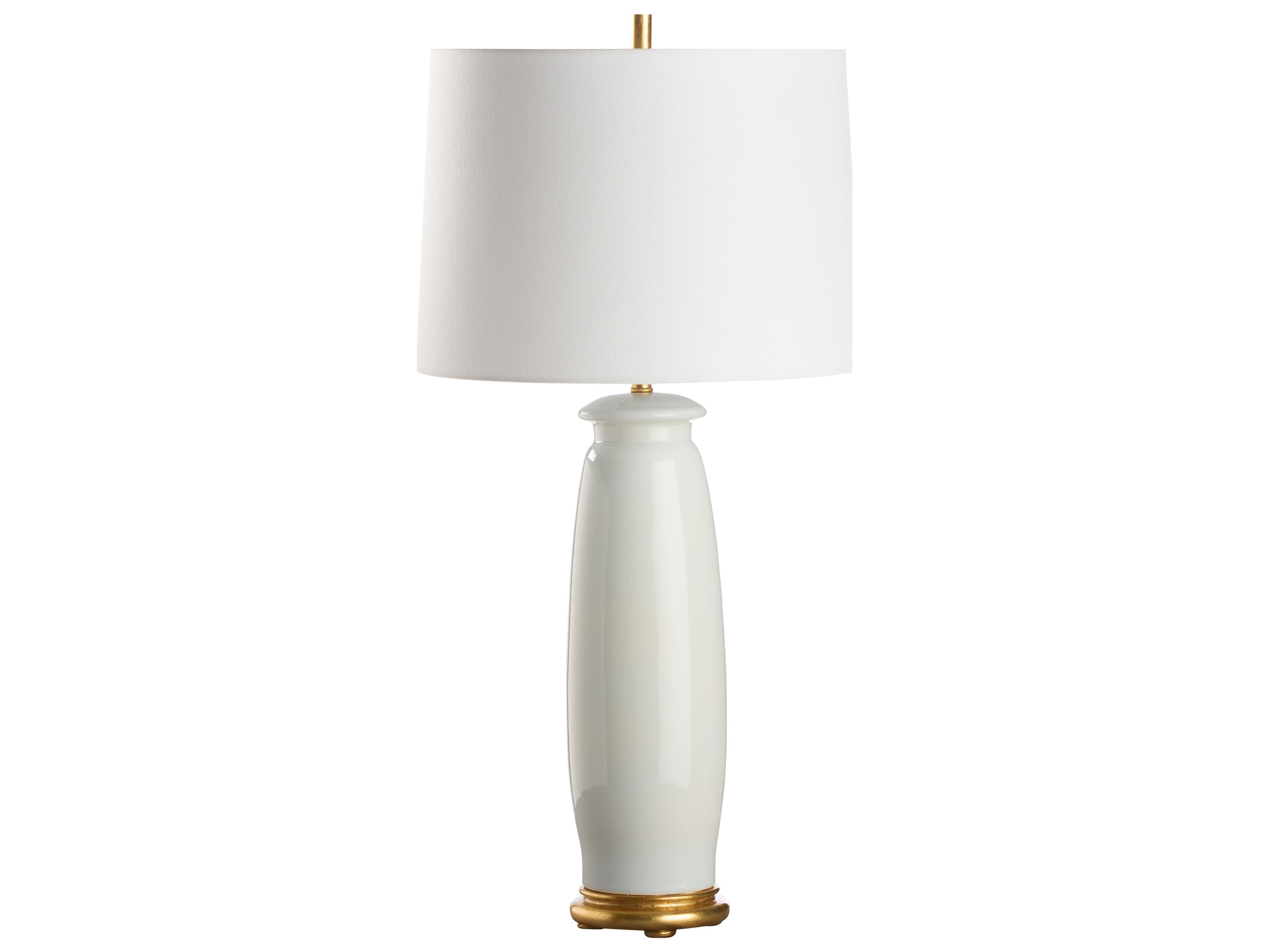 Chelsea House Jamie Merida Iceberg Glaze Gold Leaf White Table Lamp