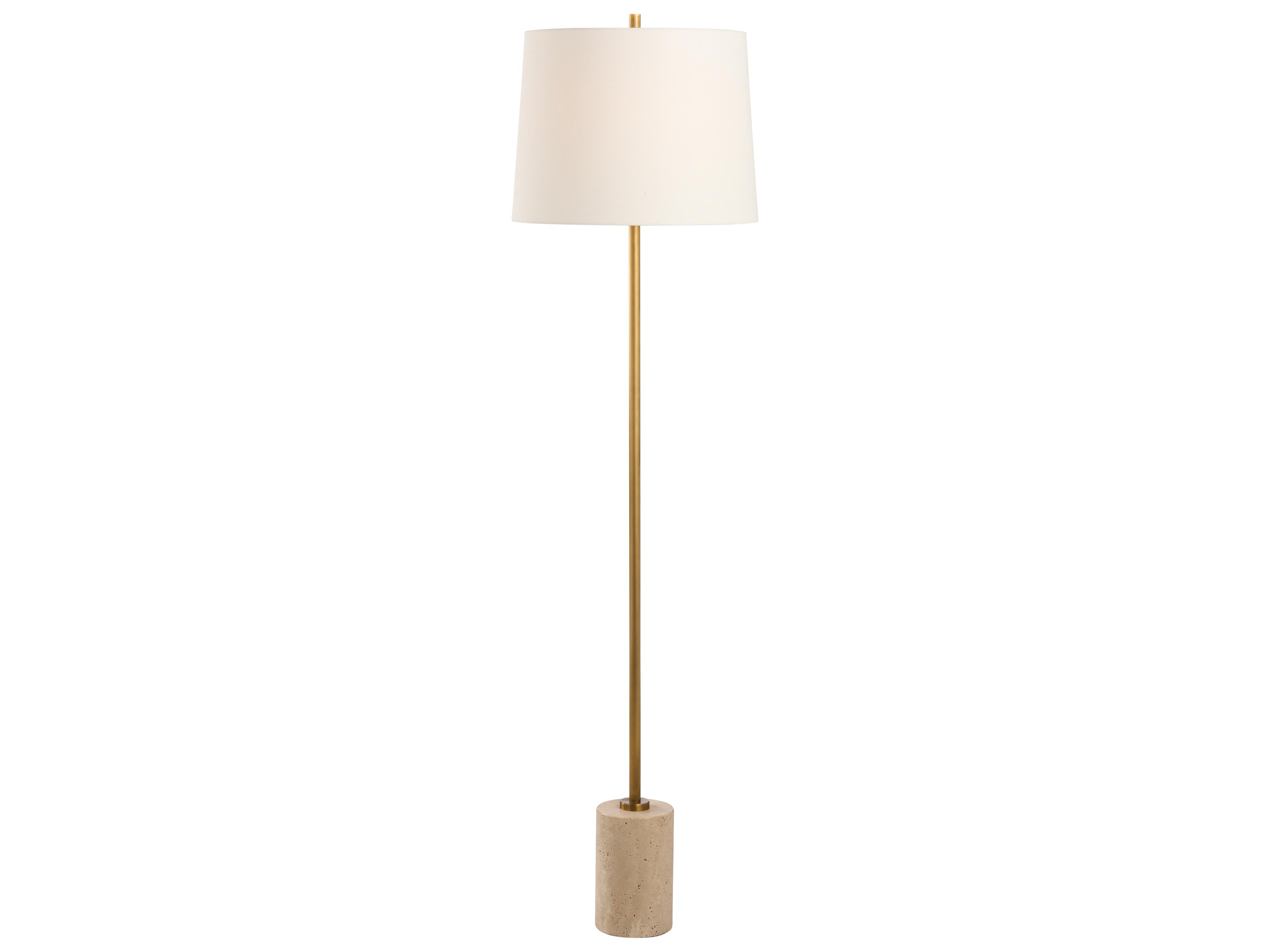 Jamie Merida Natural White Antique Brass Floor Lamp