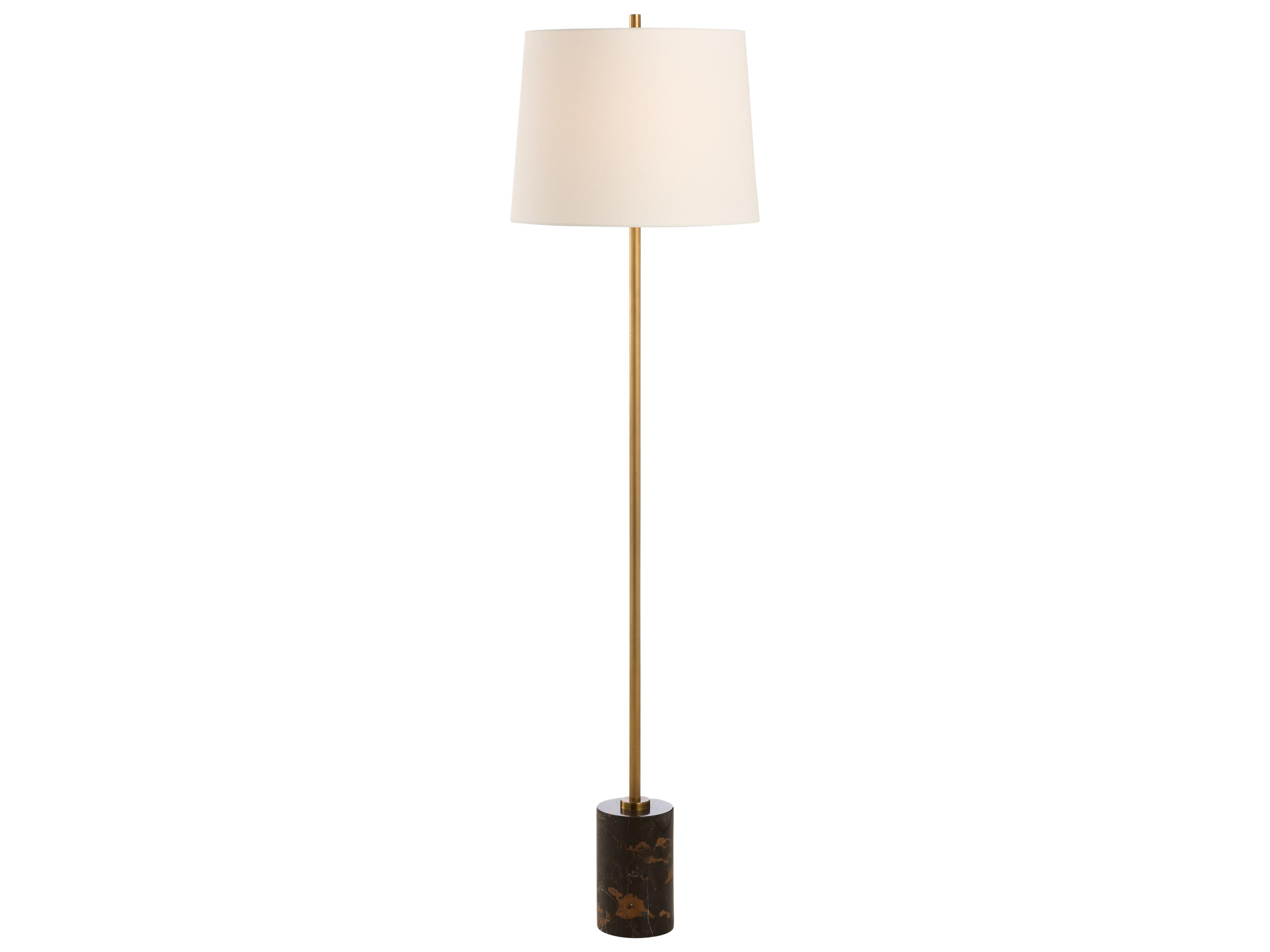 Natural Brown Antique Brass Floor Lamp