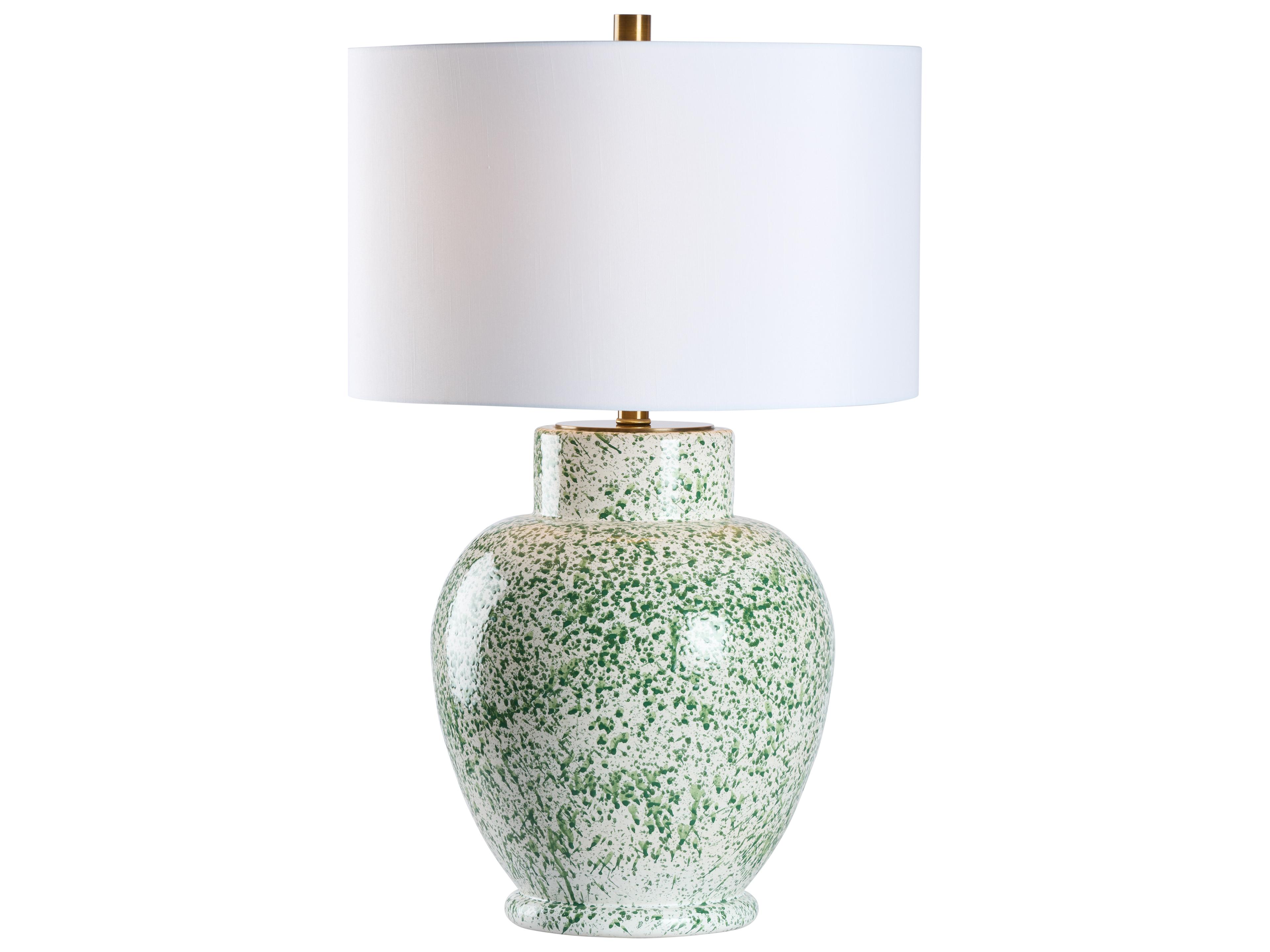 Shayla Copas Mottled White Green Glaze Table Lamp