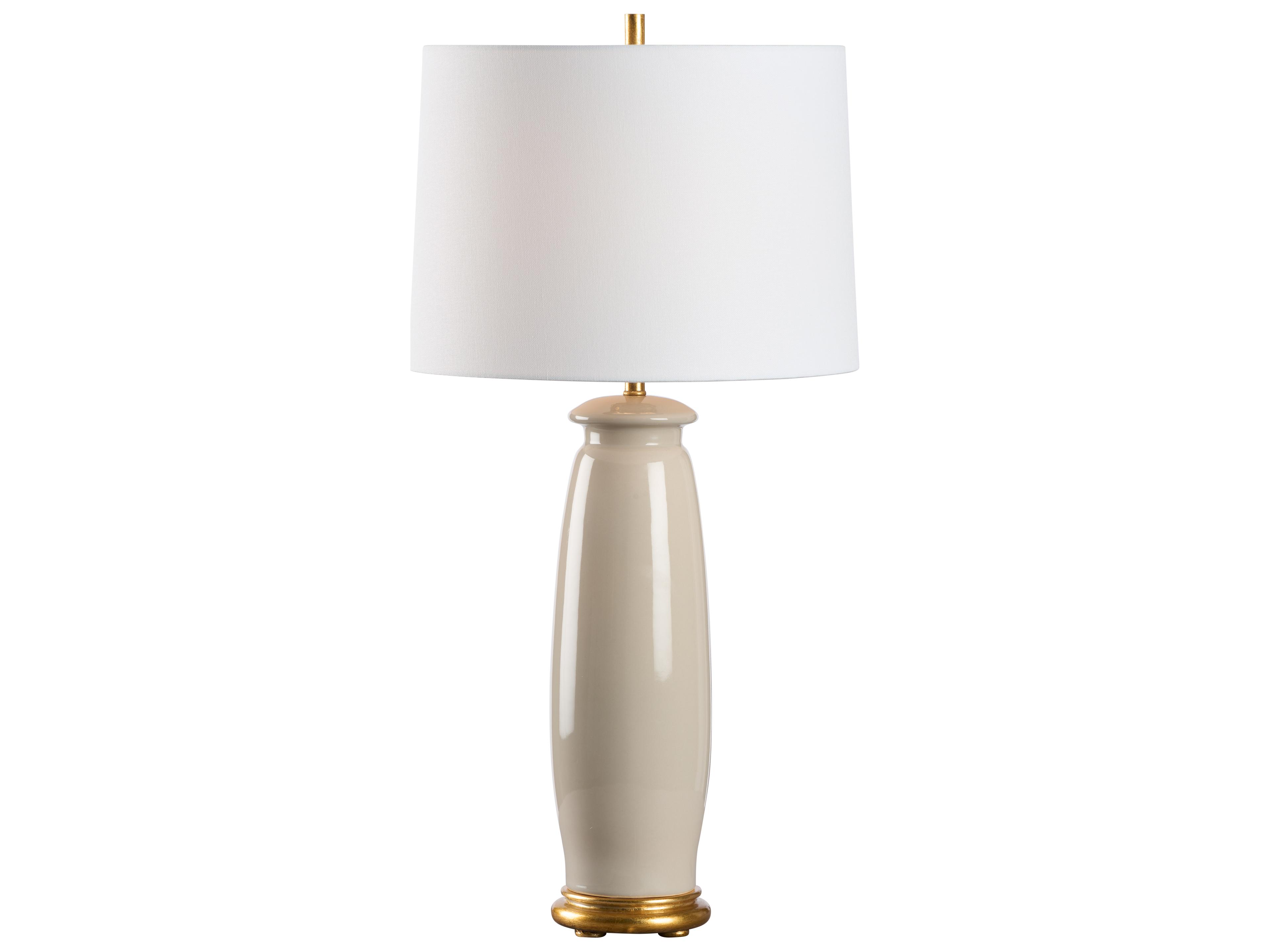 Chelsea House Jamie Merida Beige Glaze Gold Leaf Brown Table Lamp