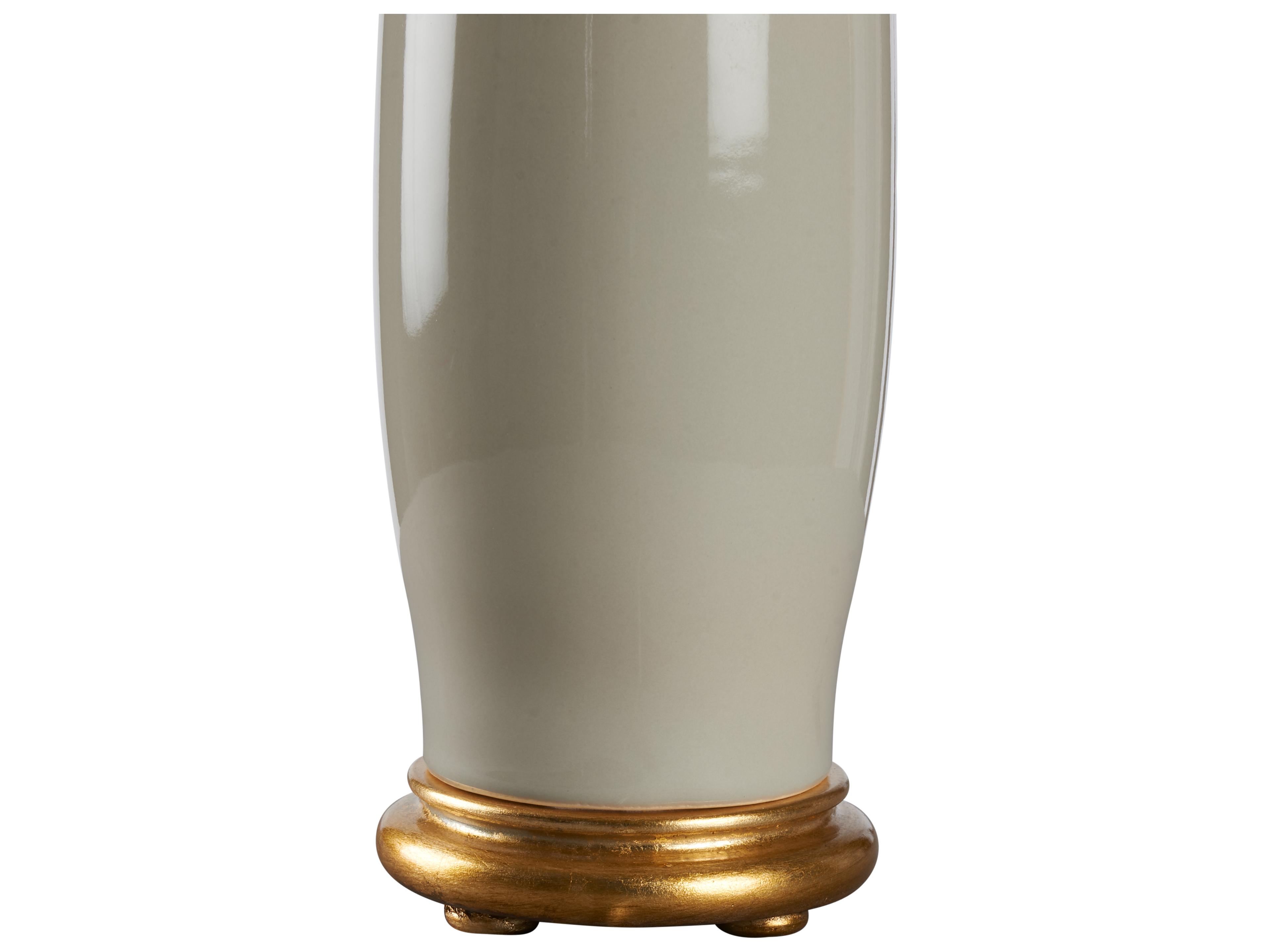 Chelsea House Jamie Merida Beige Glaze Gold Leaf Brown Table Lamp