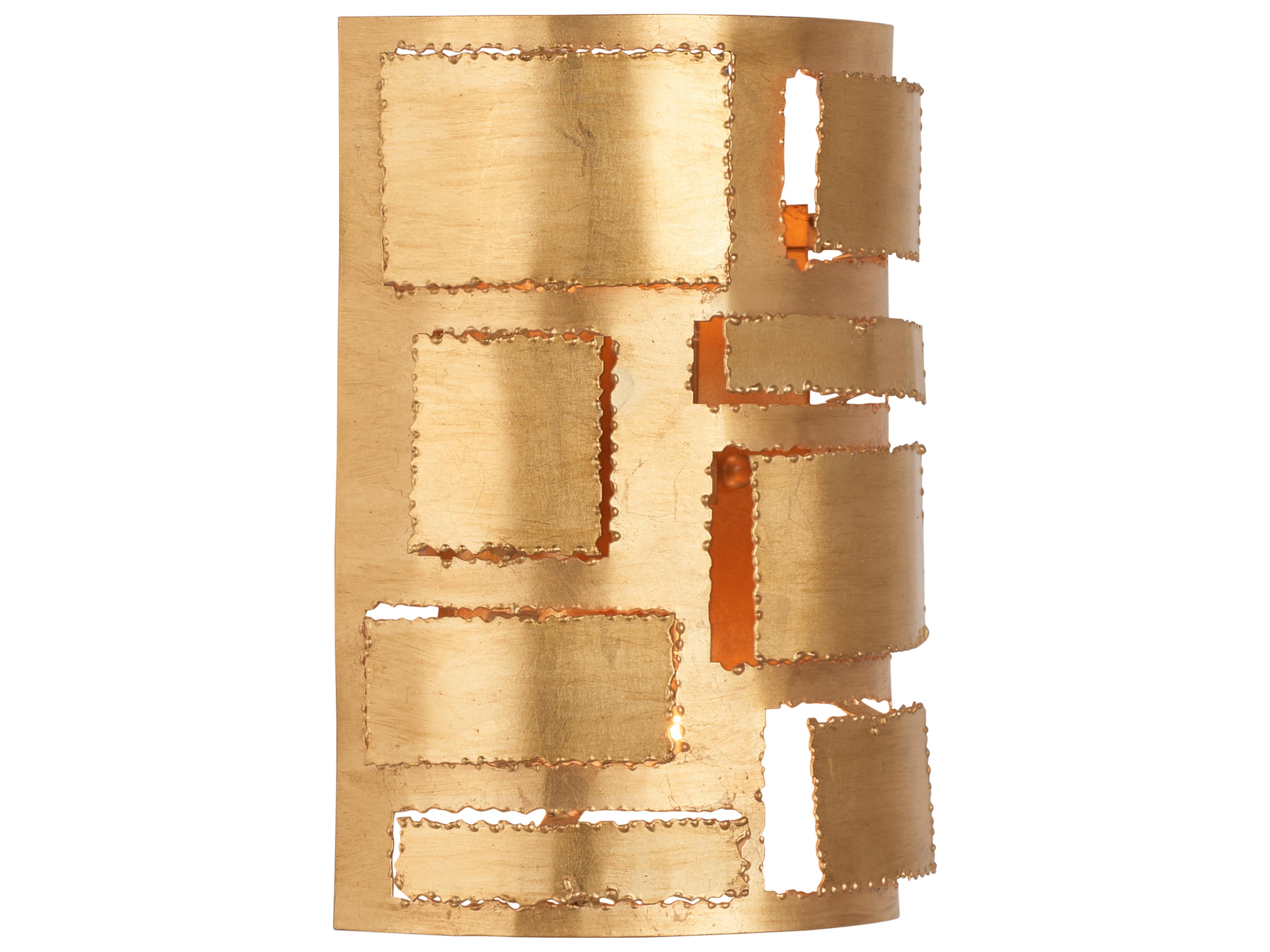 2-Light Gold Leaf Brass Wall Sconce