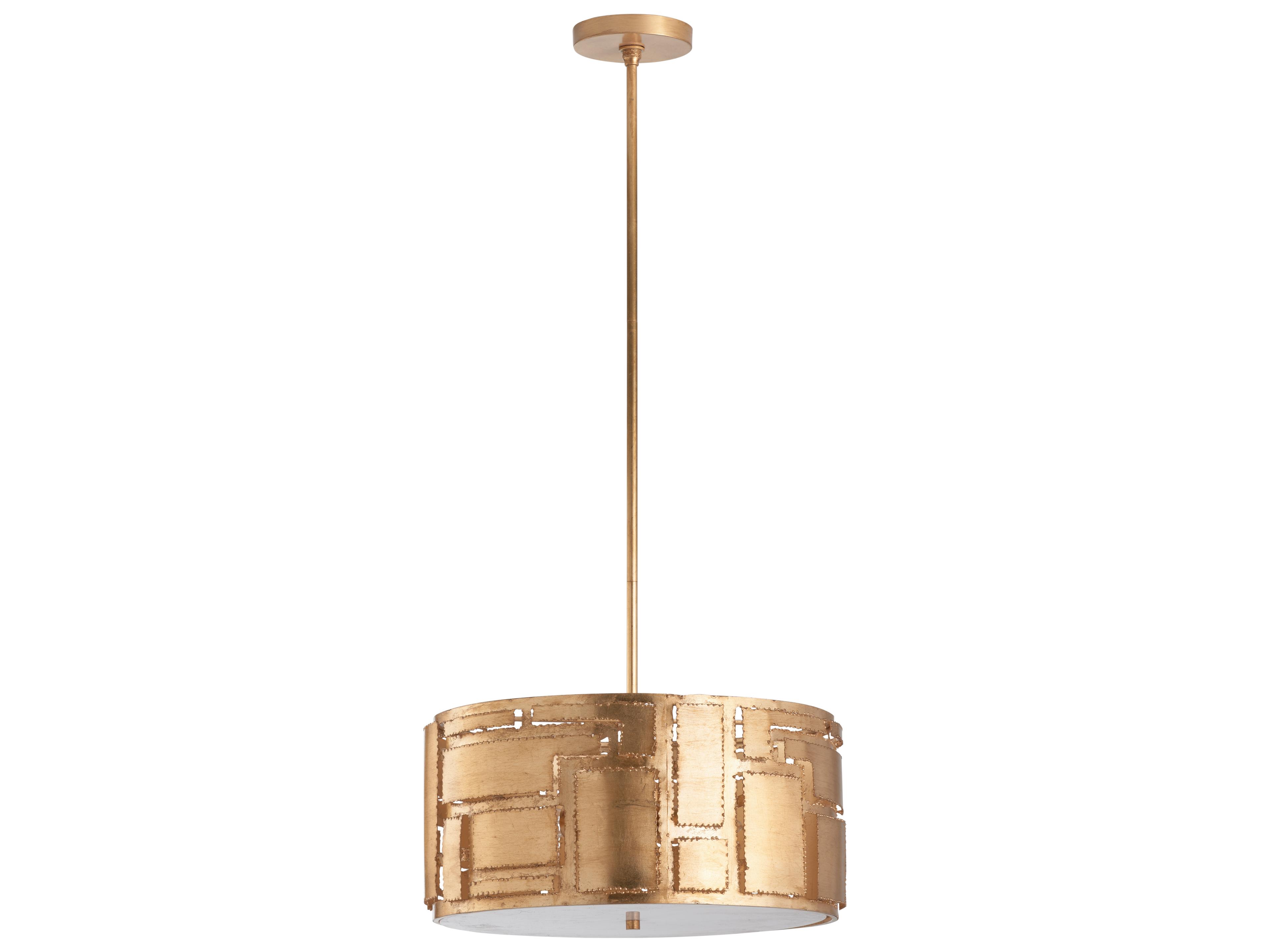 Chelsea House 3-Light Antique Brass Drum Pendant