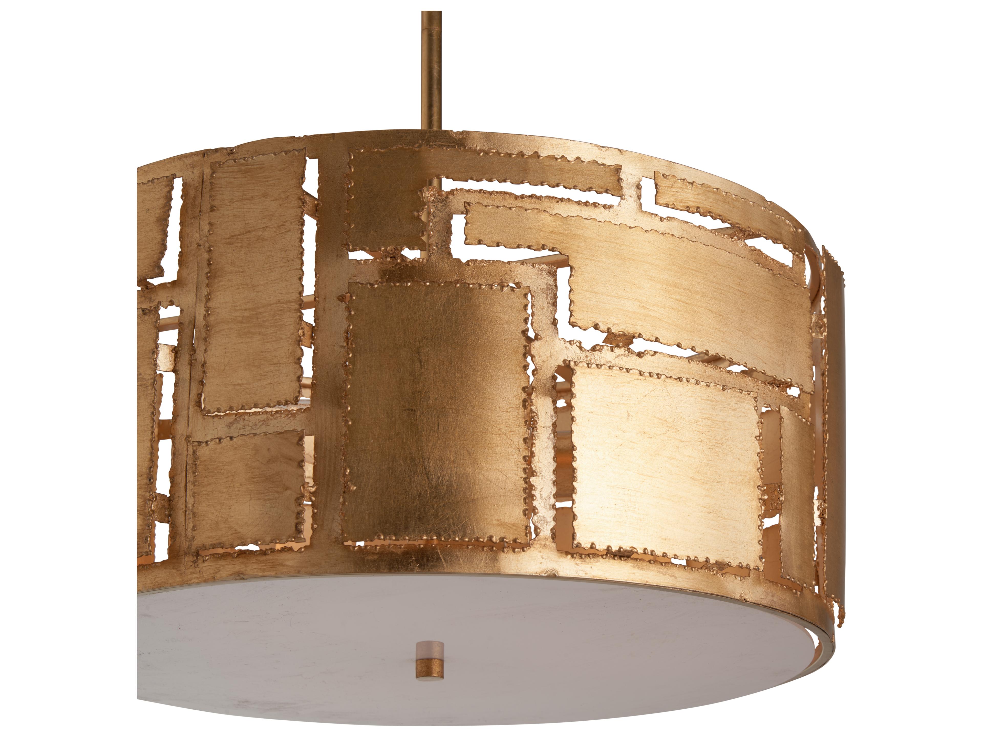 Chelsea House 3-Light Antique Brass Drum Pendant