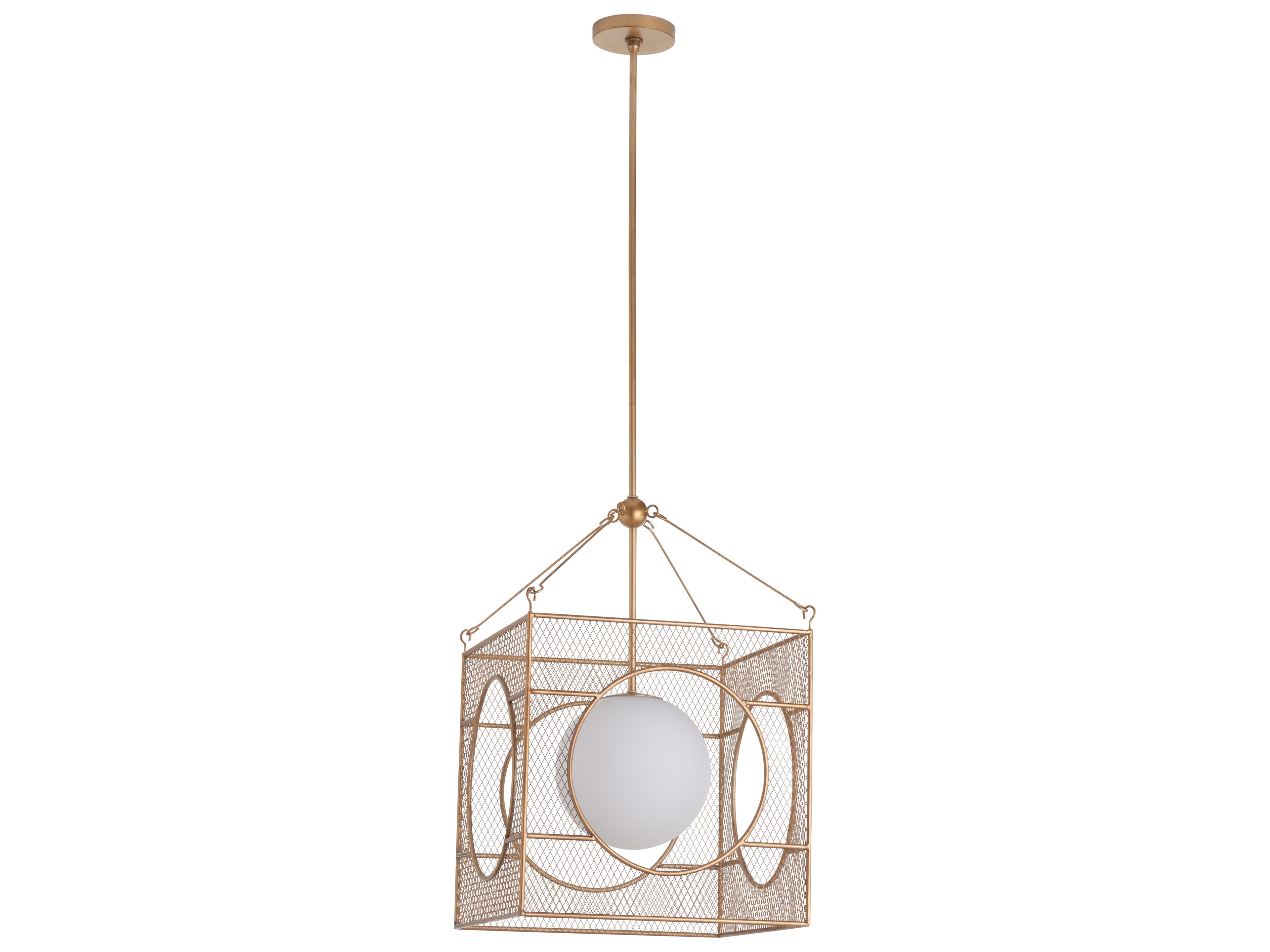 Chelsea House 1-Light Antique Brass White Lantern Pendant