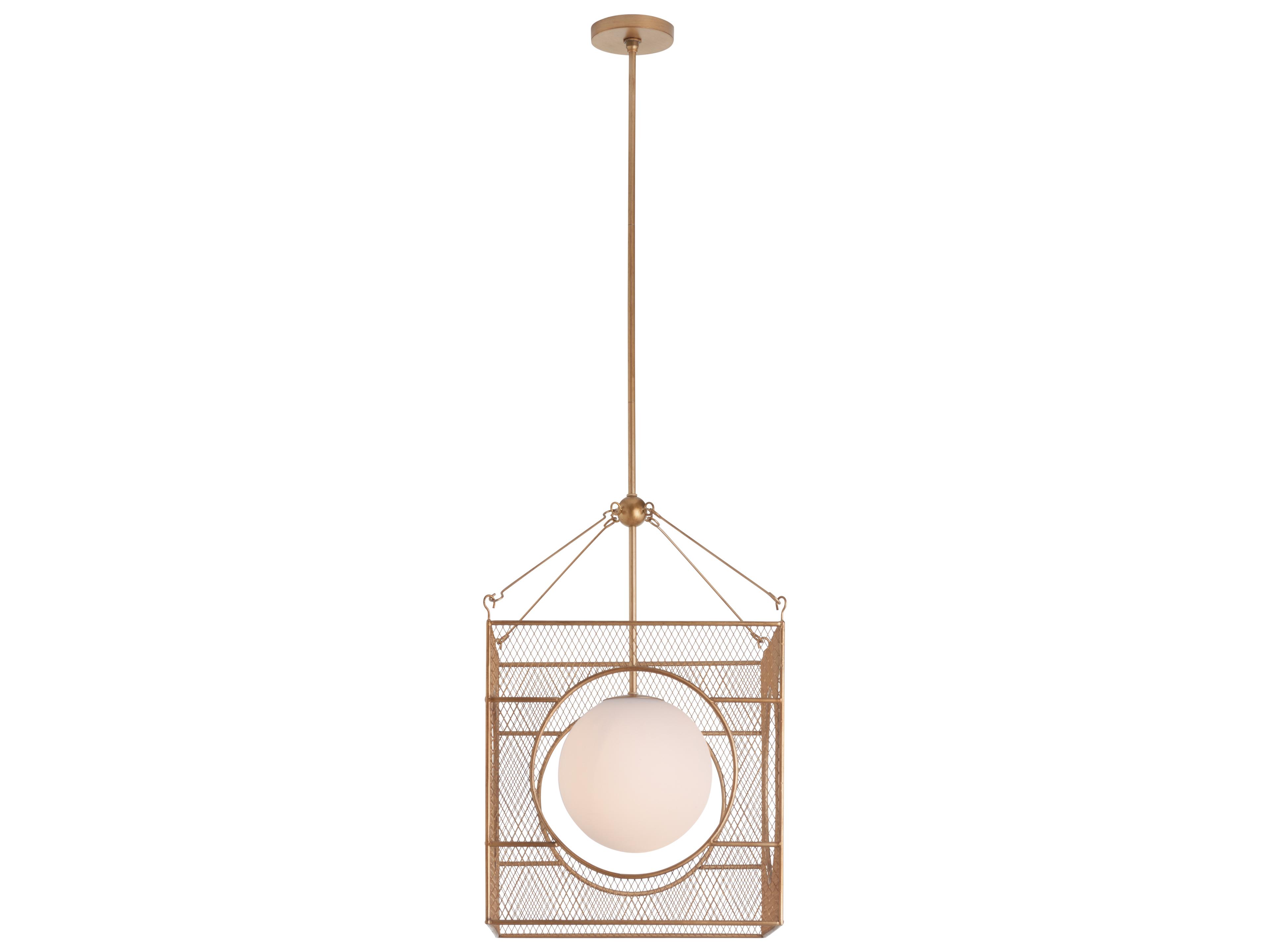 Chelsea House 1-Light Antique Brass White Lantern Pendant